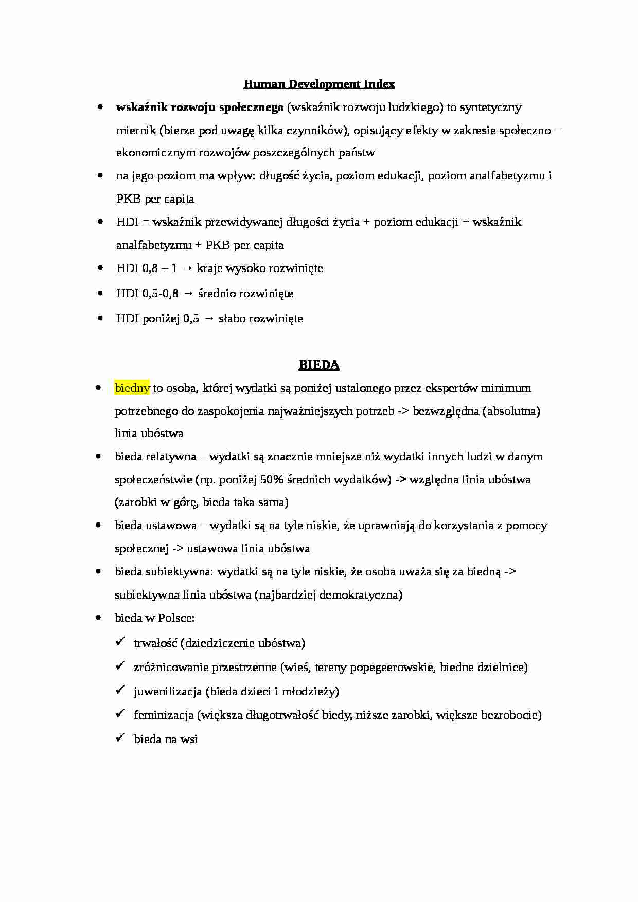 Human Development Index, Bieda - omówienie - strona 1