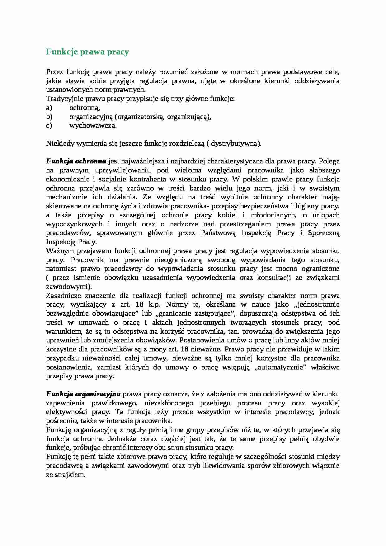Funkcje prawa pracy - omówienie - Funkcja wychowawcza - strona 1