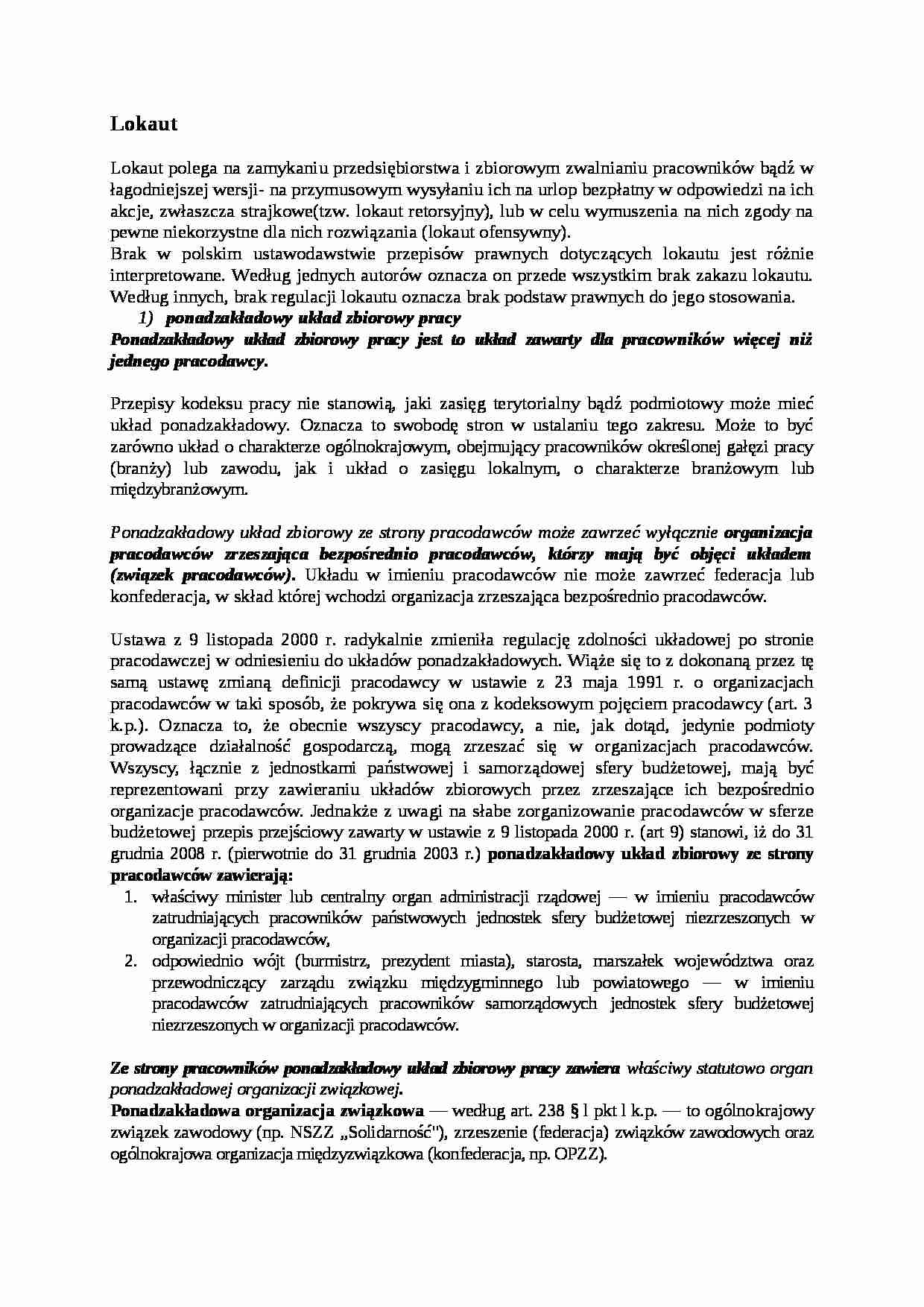 Lokaut - omówienie - strona 1
