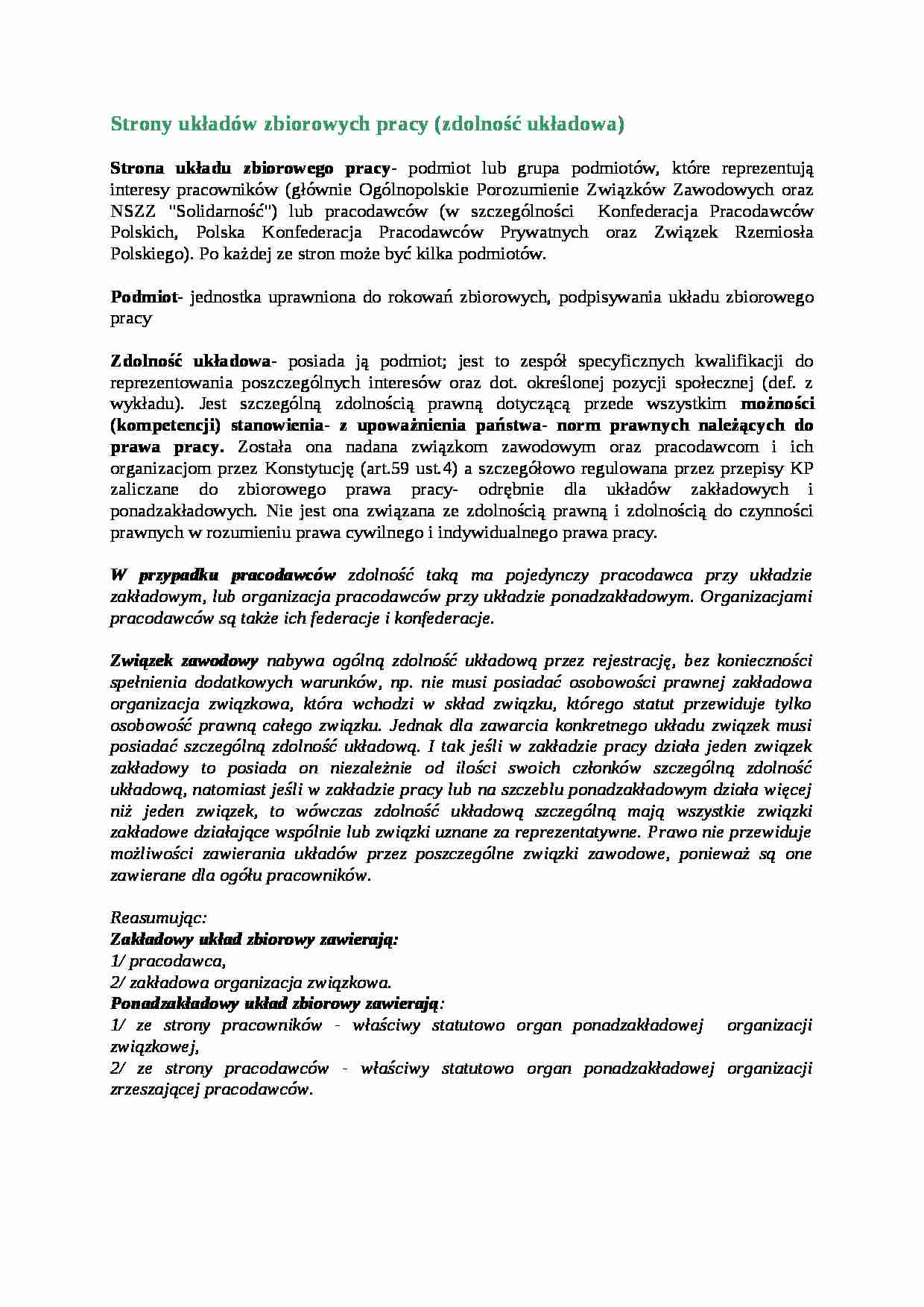 Strony układów zbiorowych pracy - omówienie - strona 1