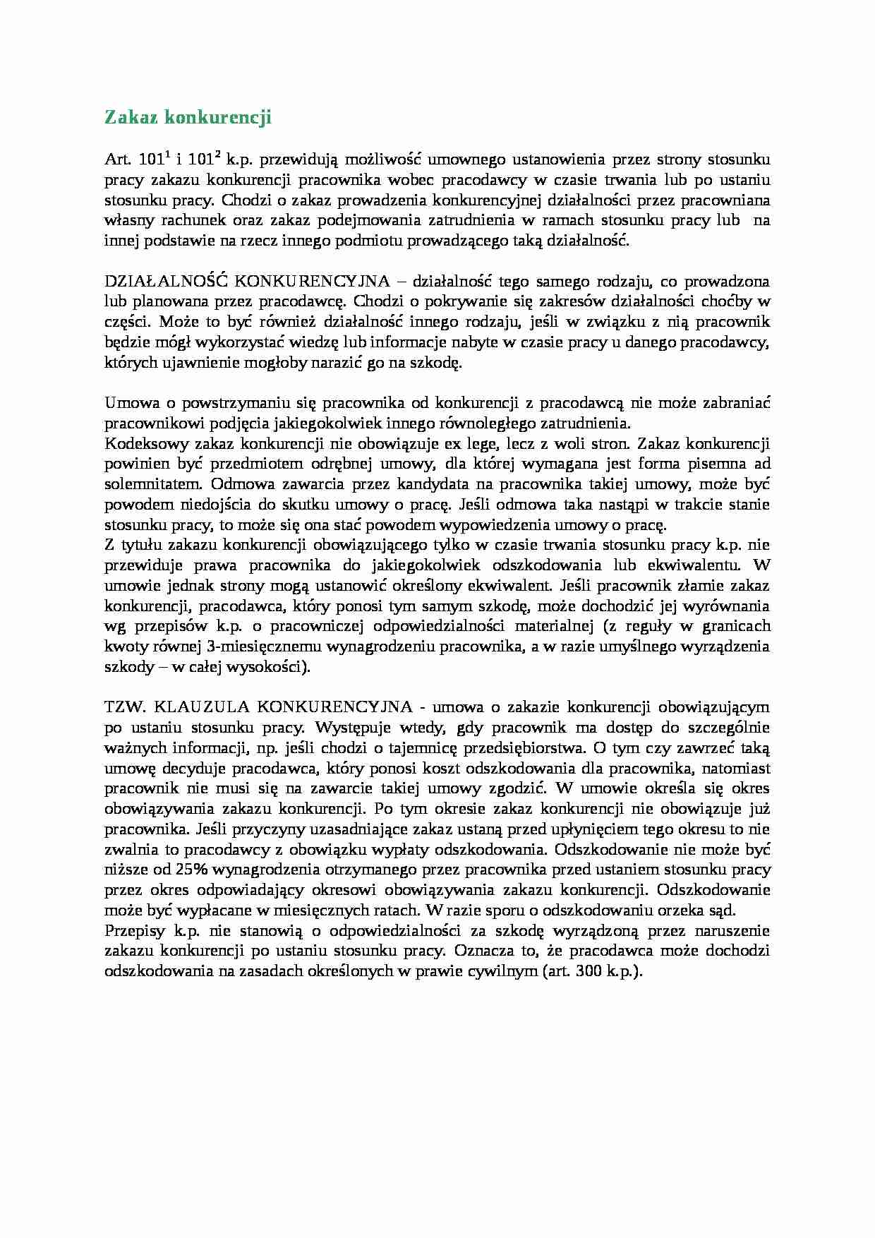 Zakaz konkurencji - omówienie - strona 1