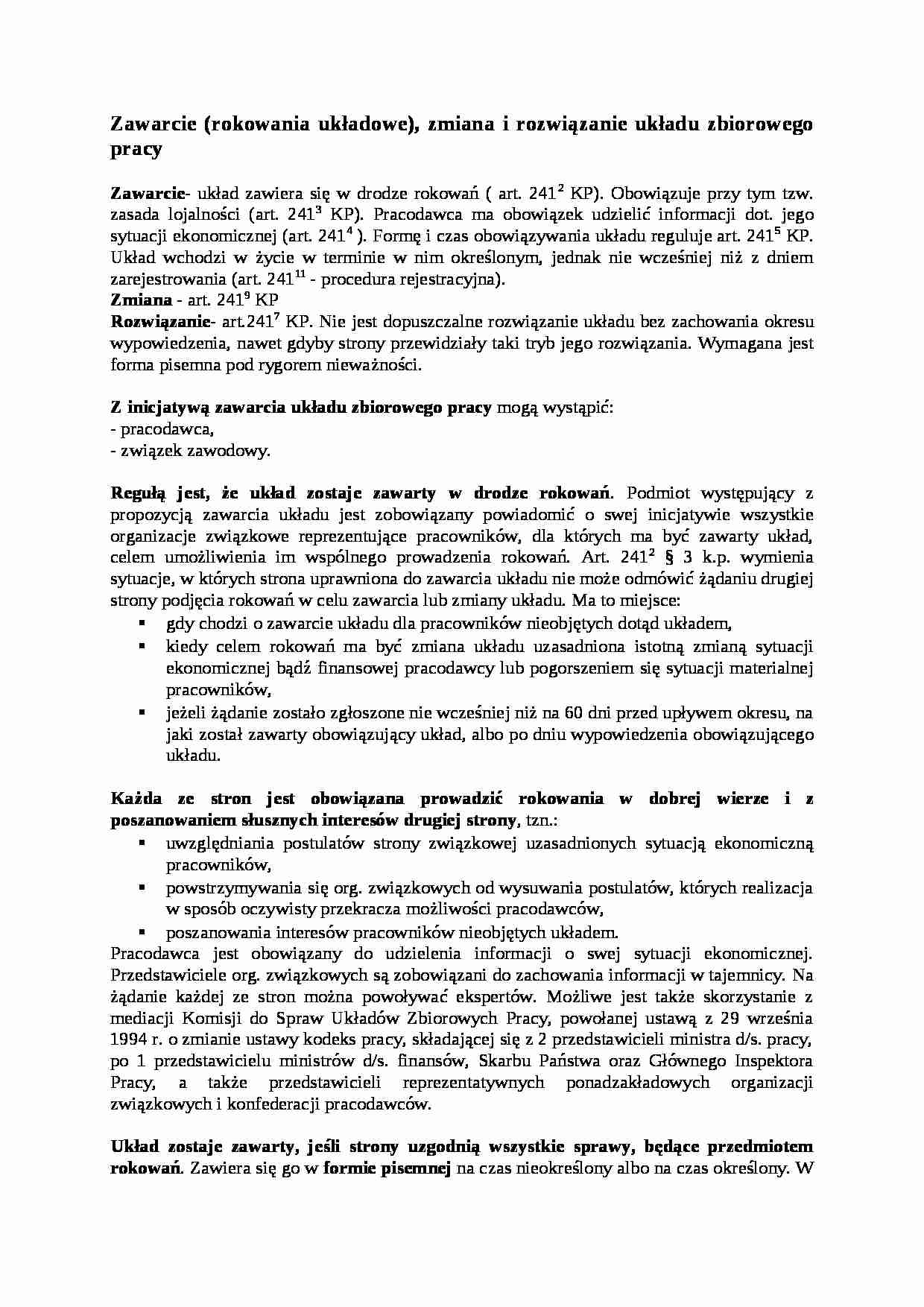 Zawarcie (rokowania układowe) - omówienie - strona 1