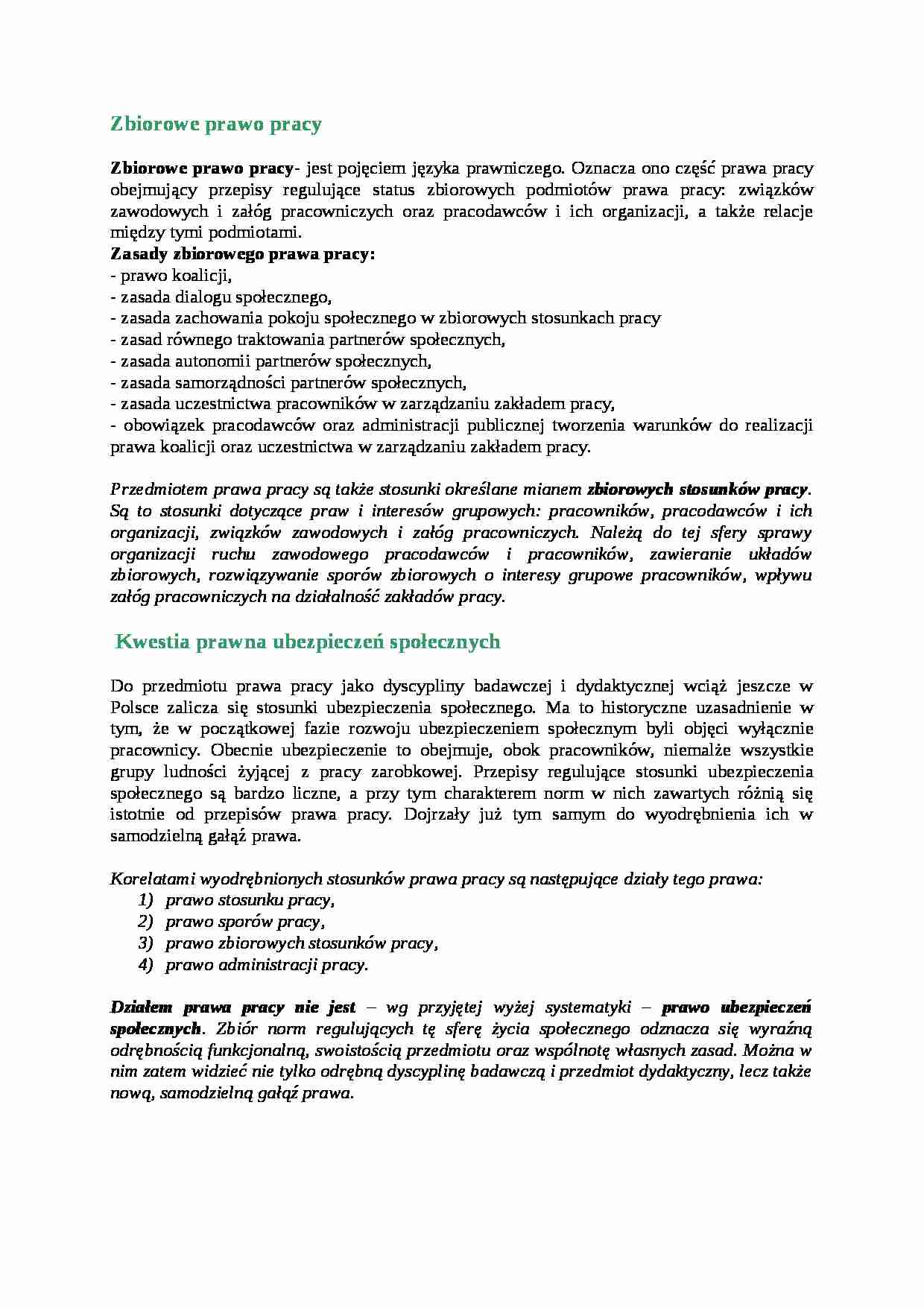 Zbiorowe prawo pracy - omówienie - strona 1