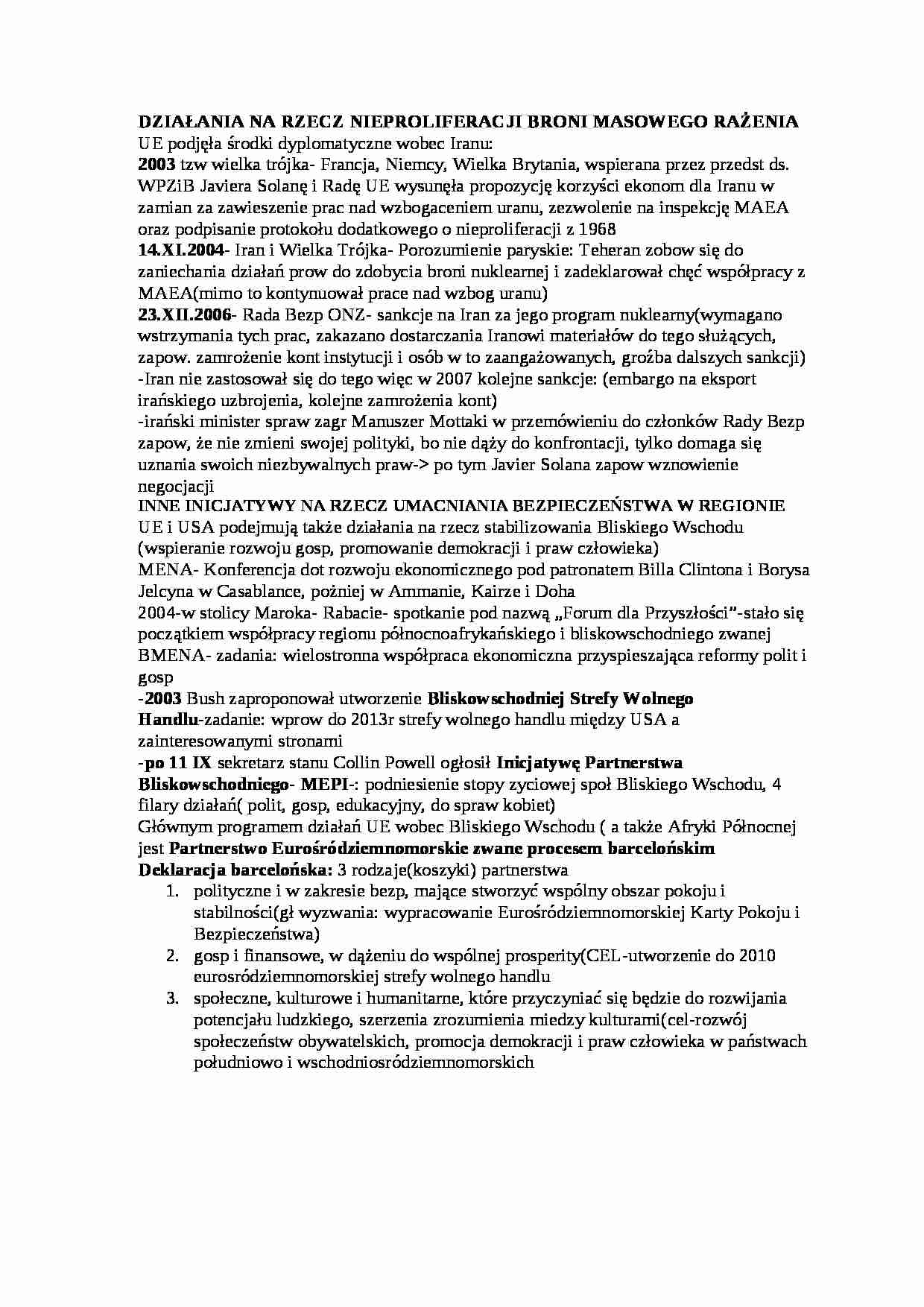 Działania na rzecz nieproliferacji broni masowego - omówienie - strona 1