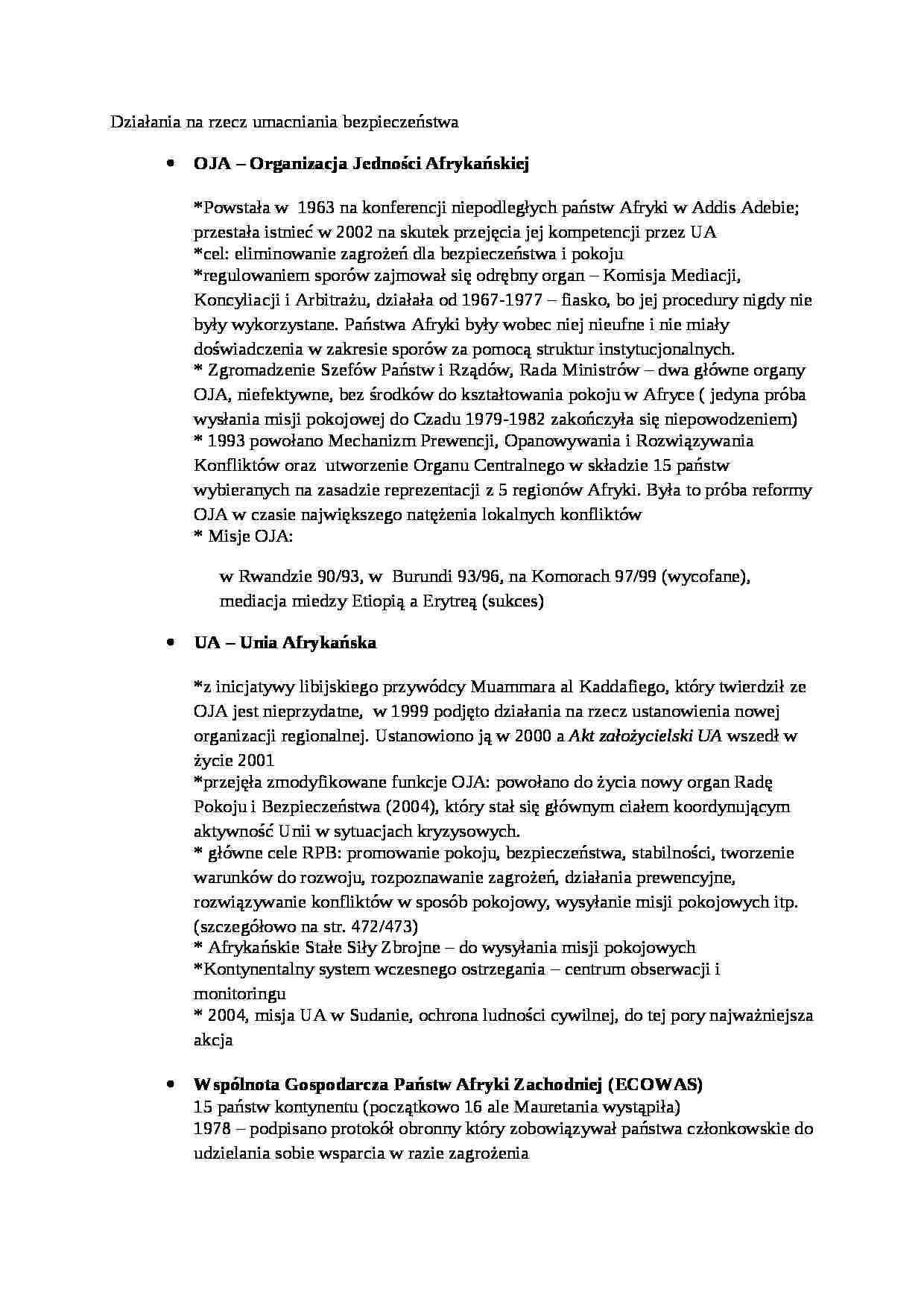  Działania na rzecz umacniania bezpieczeństwa w Afryce - omówienie - strona 1