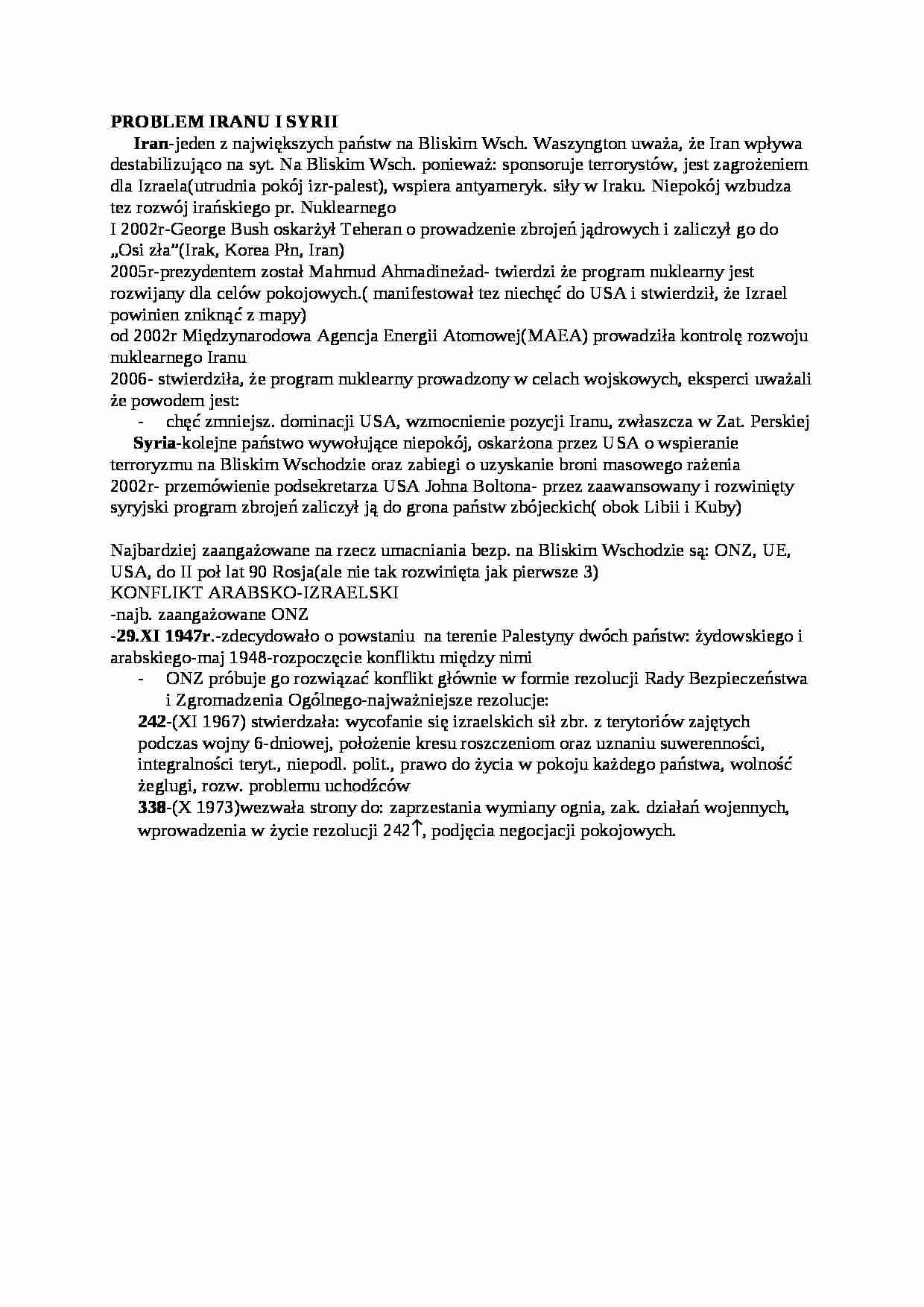  Problem Iranu i Syrii - omówienie - strona 1