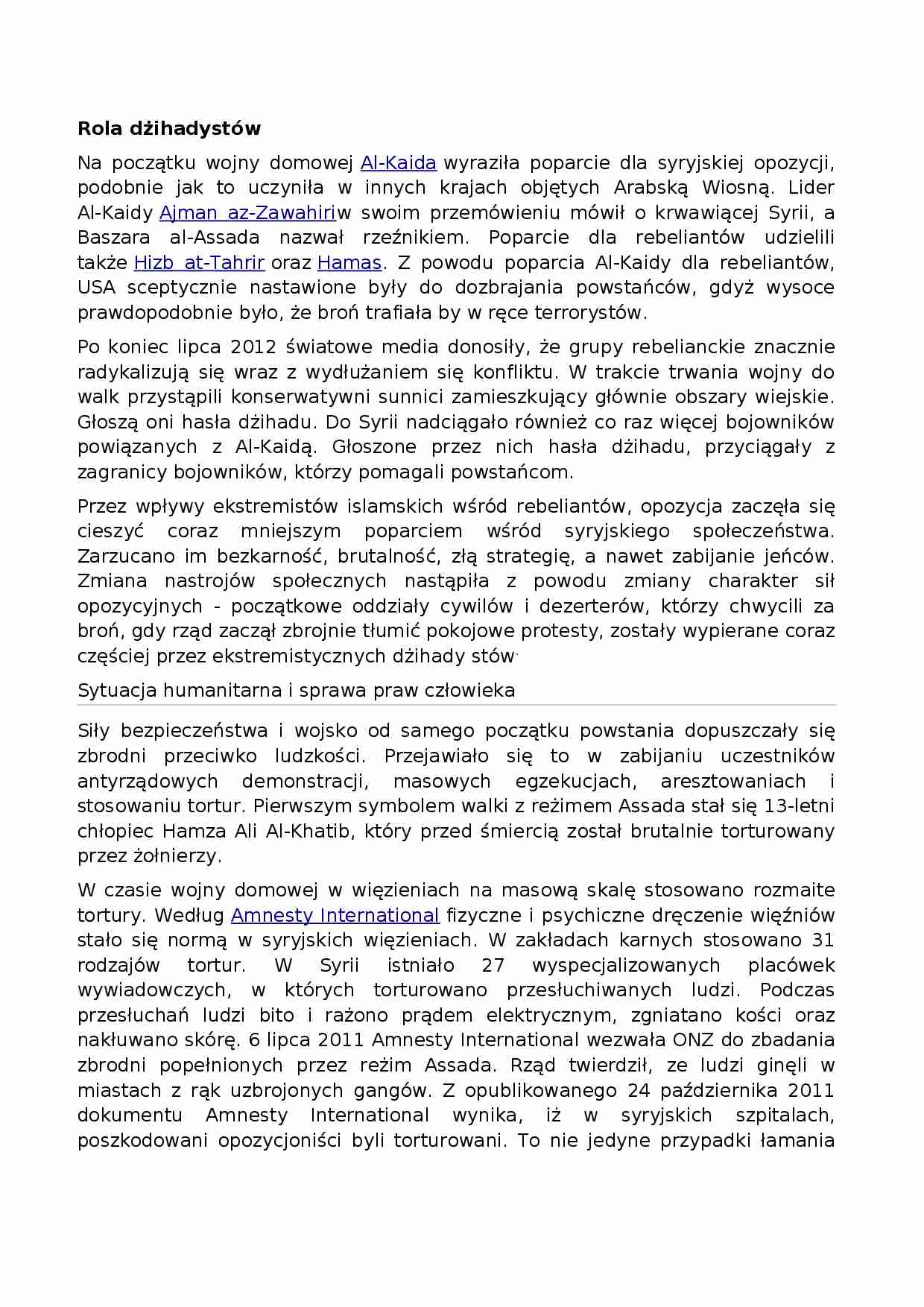 Rola dżihadystów w konflikcie - omówienie - strona 1