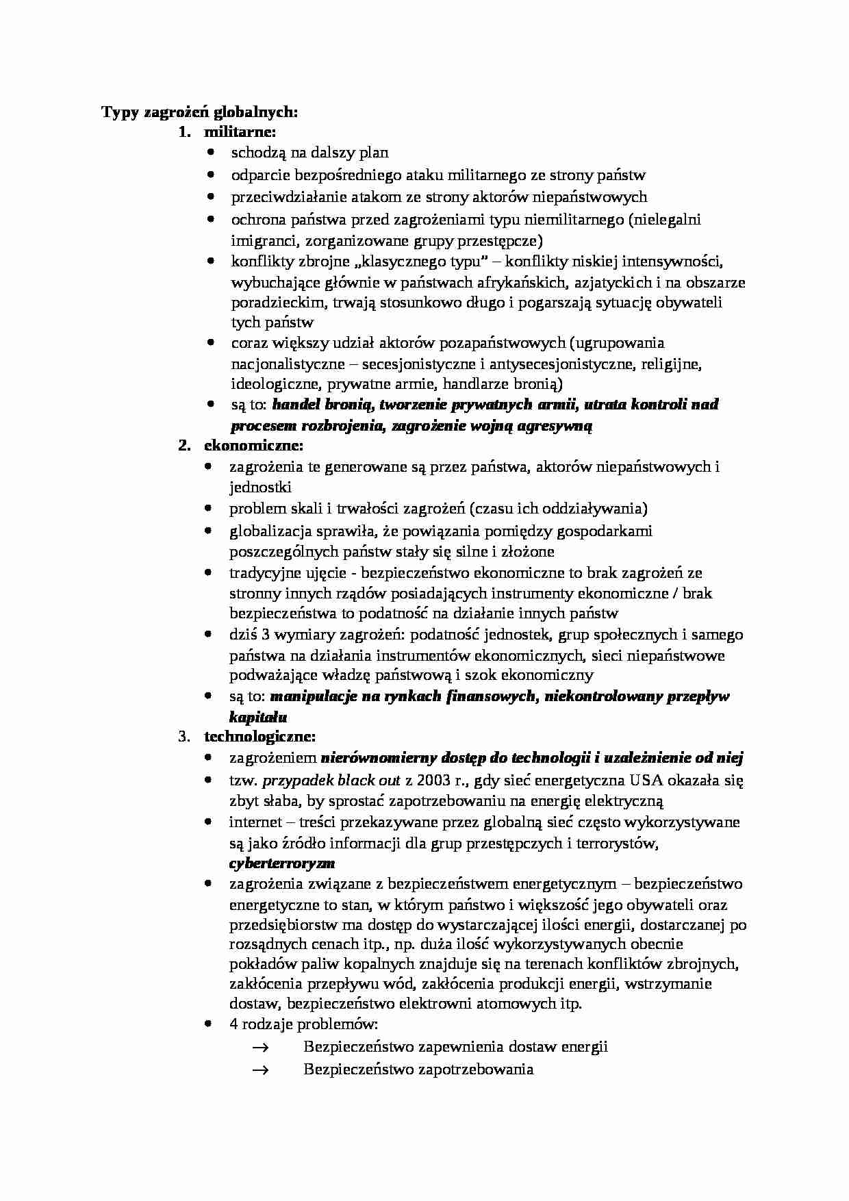 Typy zagrożeń globalnych - omówienie - strona 1