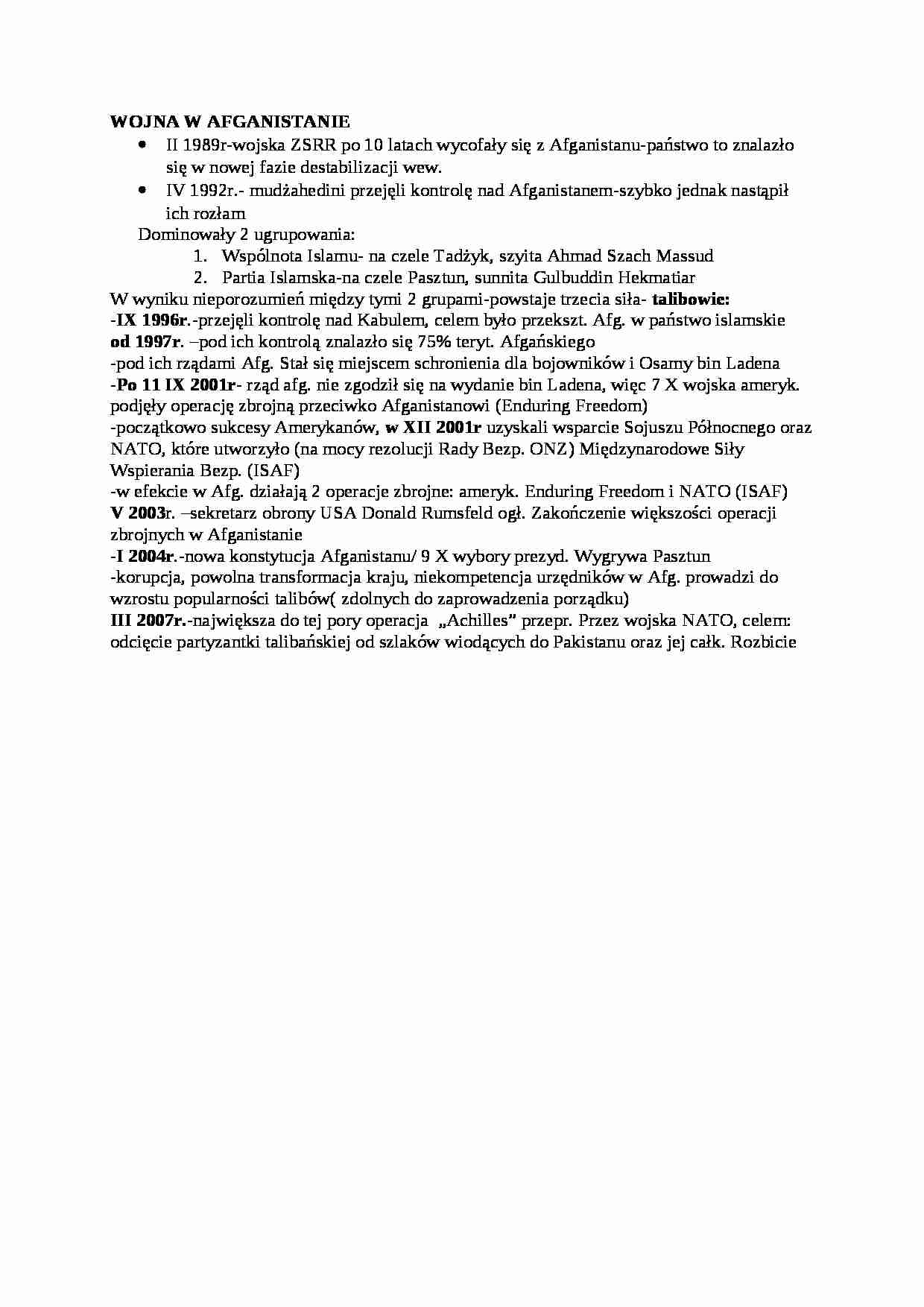 Wojna w Afganistanie - omówienie - strona 1
