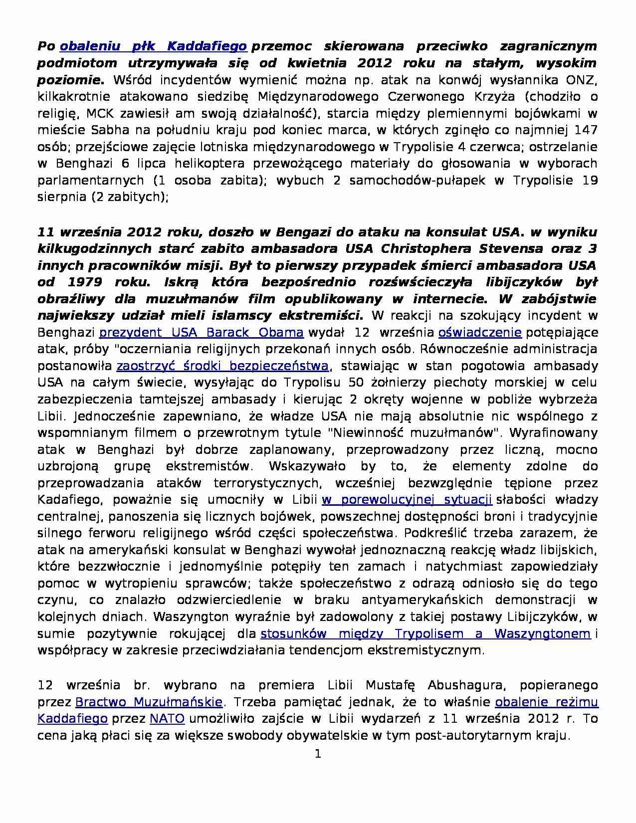 Obecna sytuacja w Libii - omówienie - strona 1