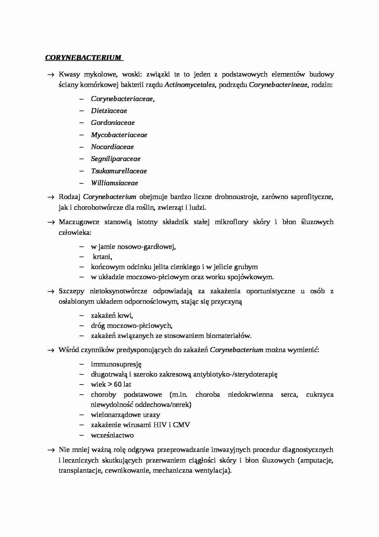 Corynebacterium - omówienie - strona 1