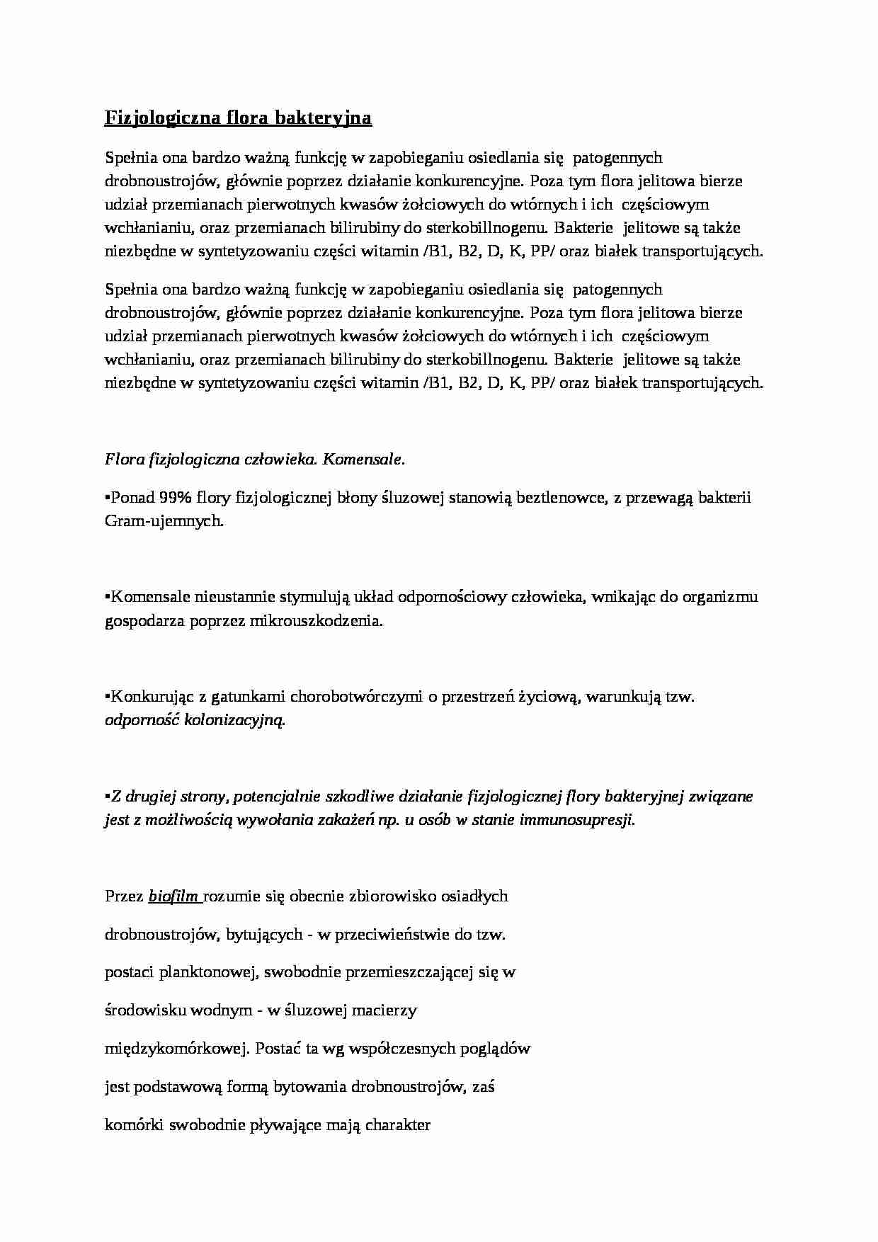 Fizjologiczna flora bakteryjna - omówienie - strona 1