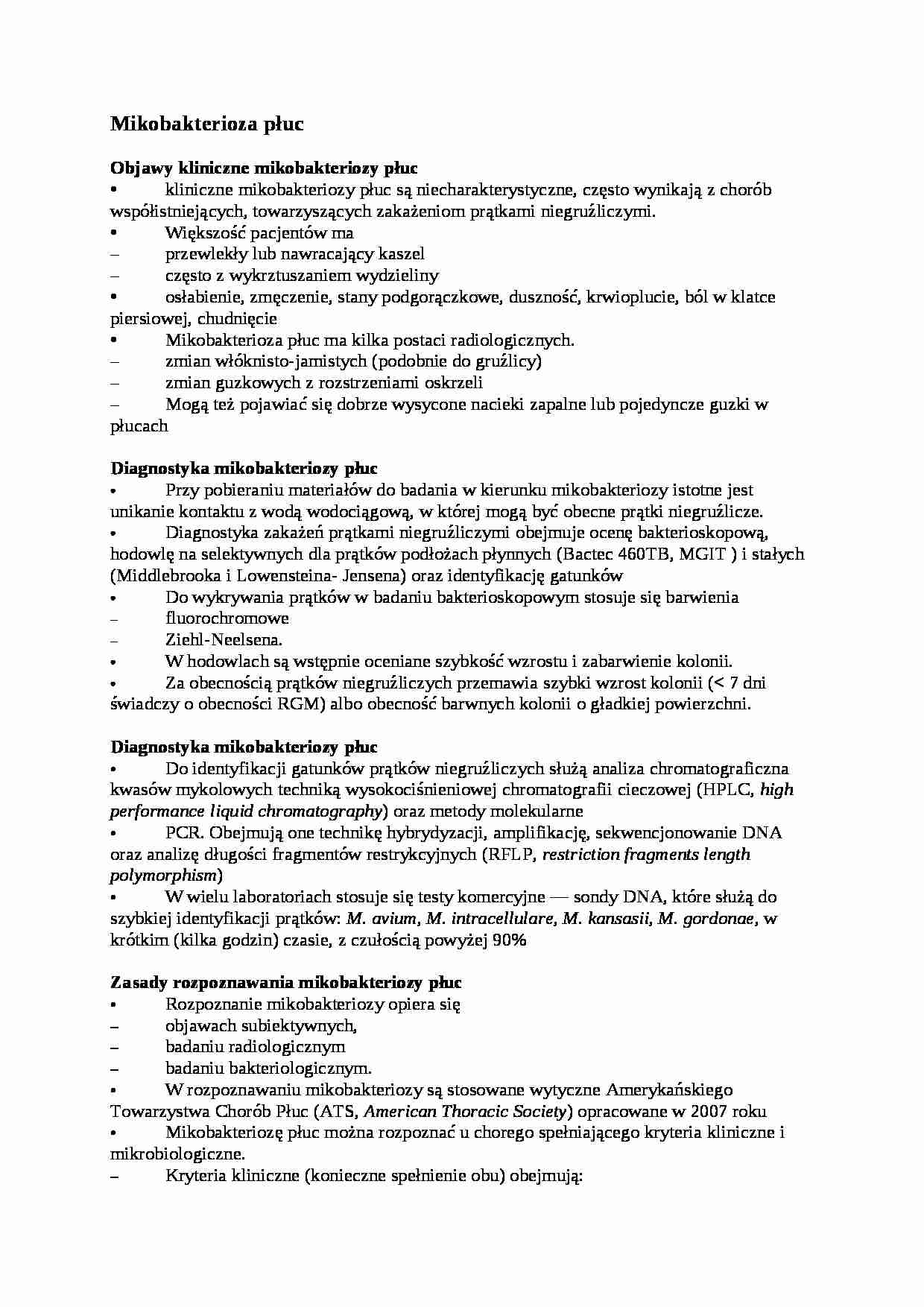 Mikobakterioza płuc - omówienie - strona 1