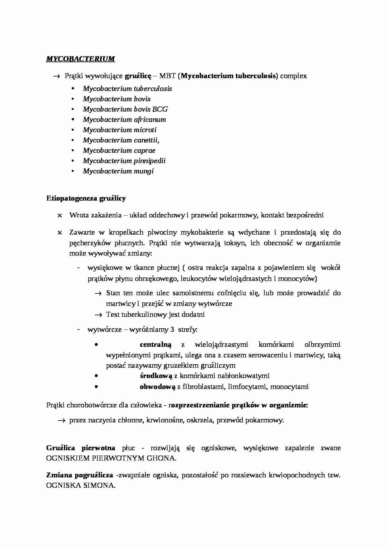 Mycobacterium i etiopatogeneza gruźlicy - omówienie - strona 1