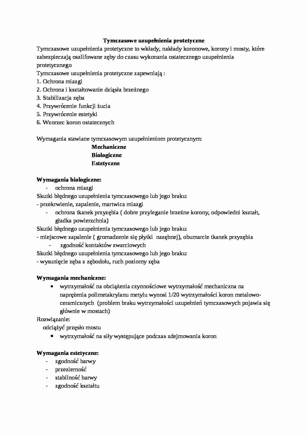 Tymczasowe uzupełnienia protetyczne  - omówienie - strona 1