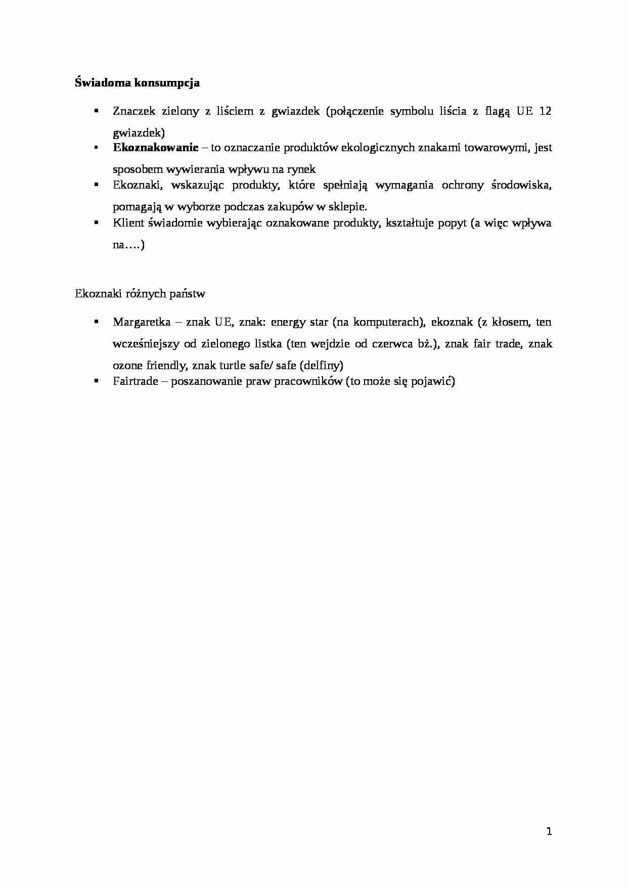 Świadoma konsumpcja - omówienie - strona 1