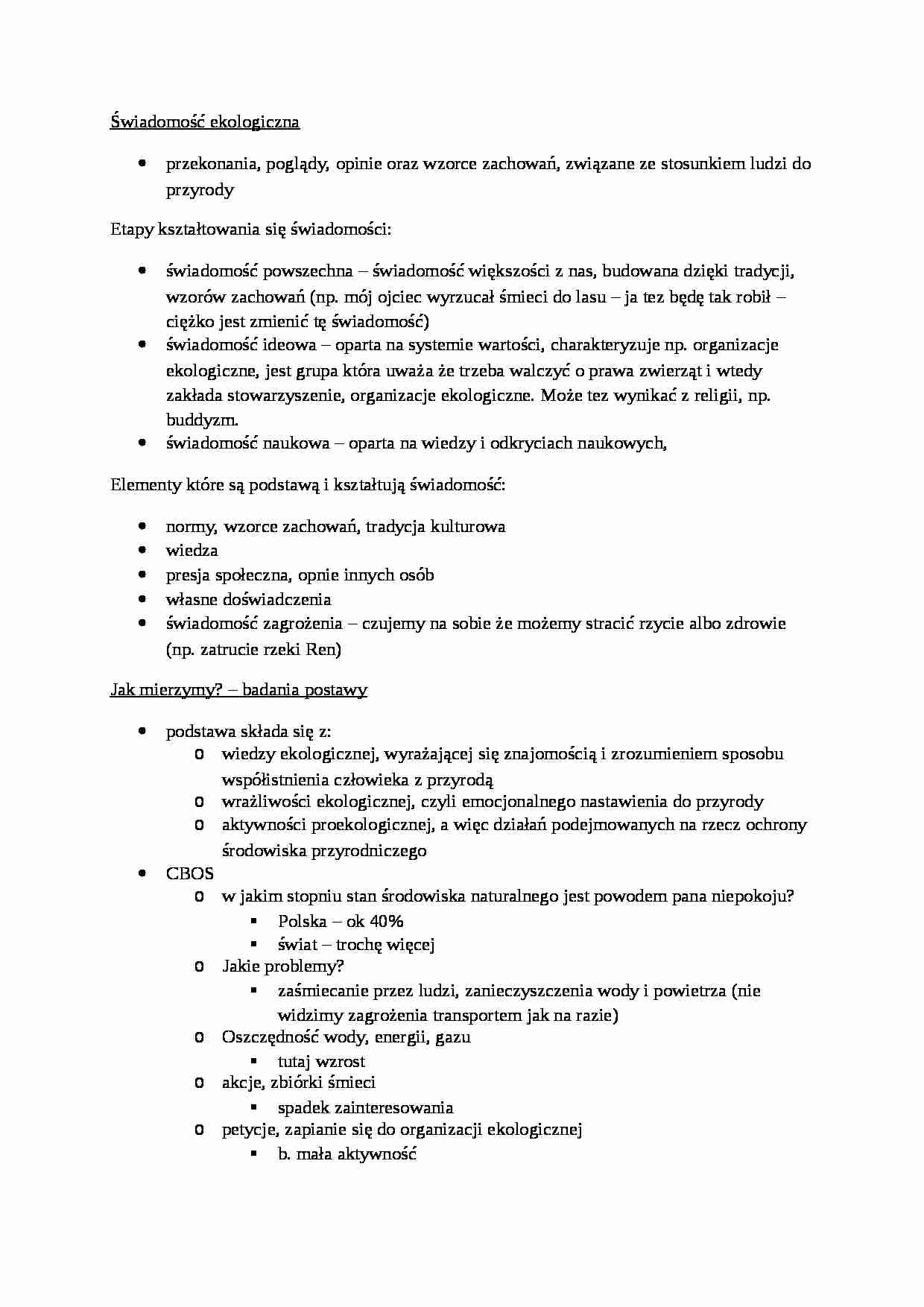 Świadomość ekologiczna - omówienie - strona 1