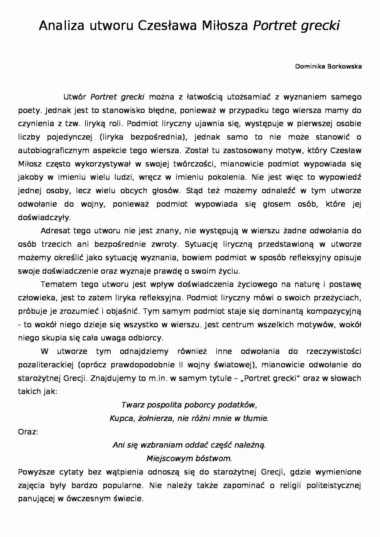 analiza wiersza Czesława Miłosza 