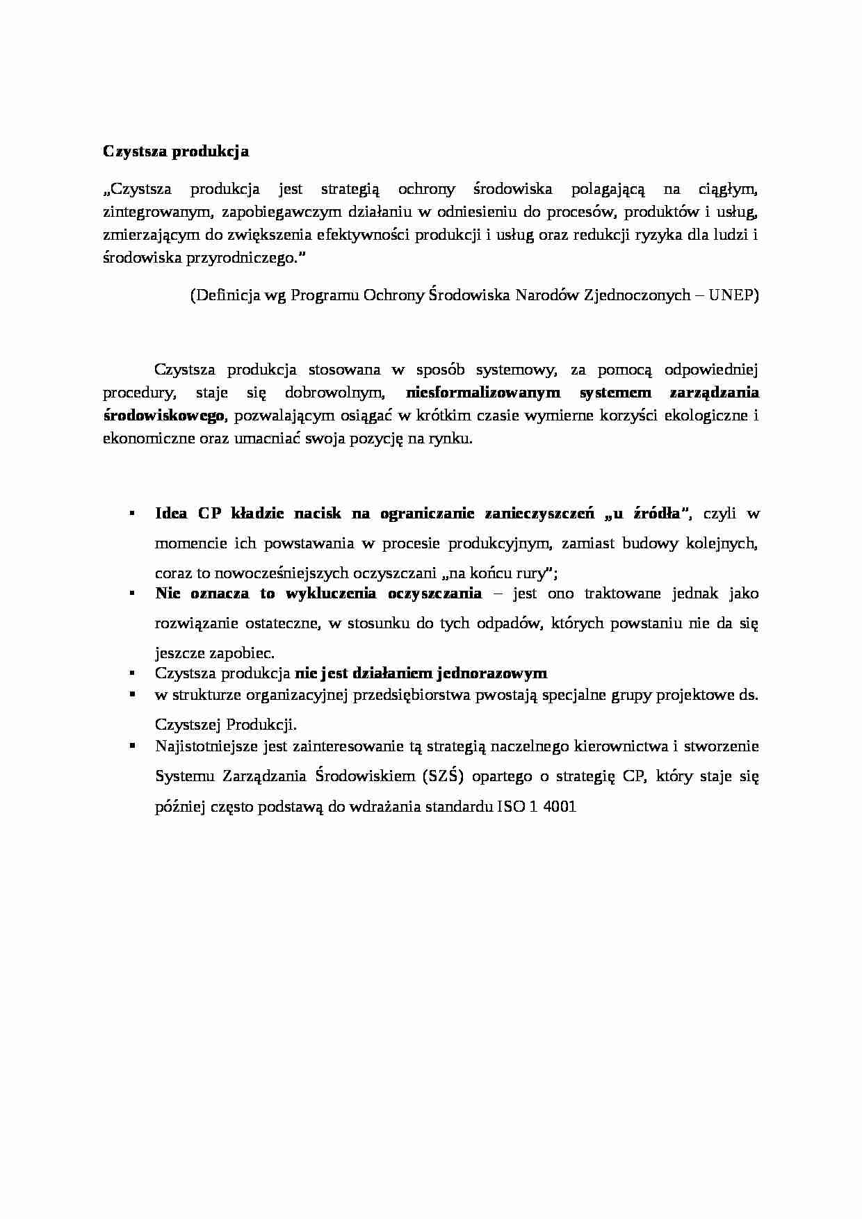 Czystsza produkcja - omówienie - strona 1
