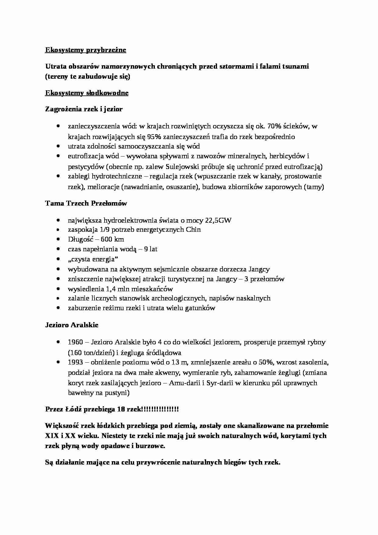 Ekosystemy przybrzeżne - omówienie - strona 1