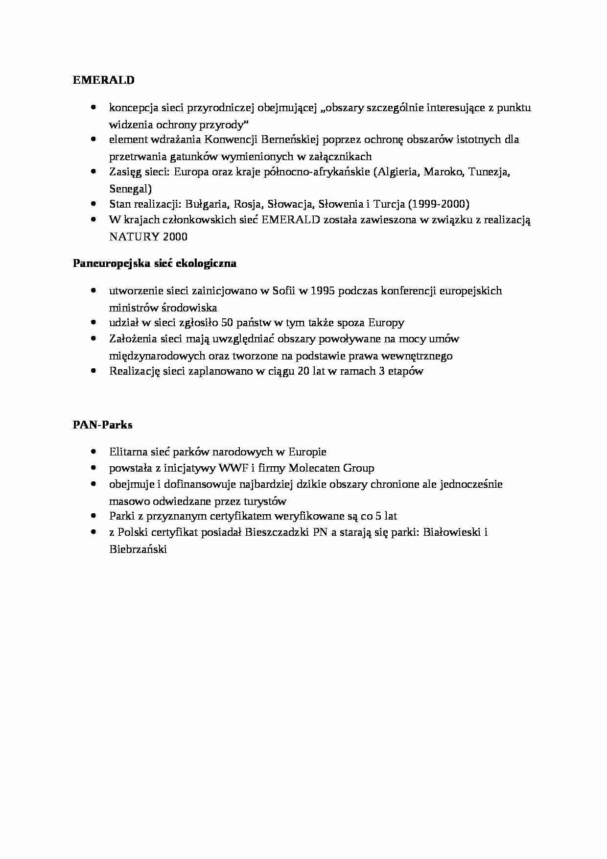 koncepcja sieci przyrodniczej  - omówienie - strona 1