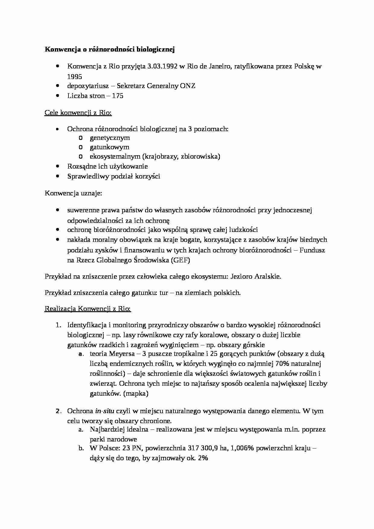 Konwencja o różnorodności biologicznej - omówienie - strona 1