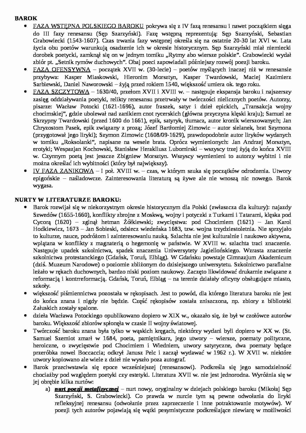 Barok, wykłady - strona 1