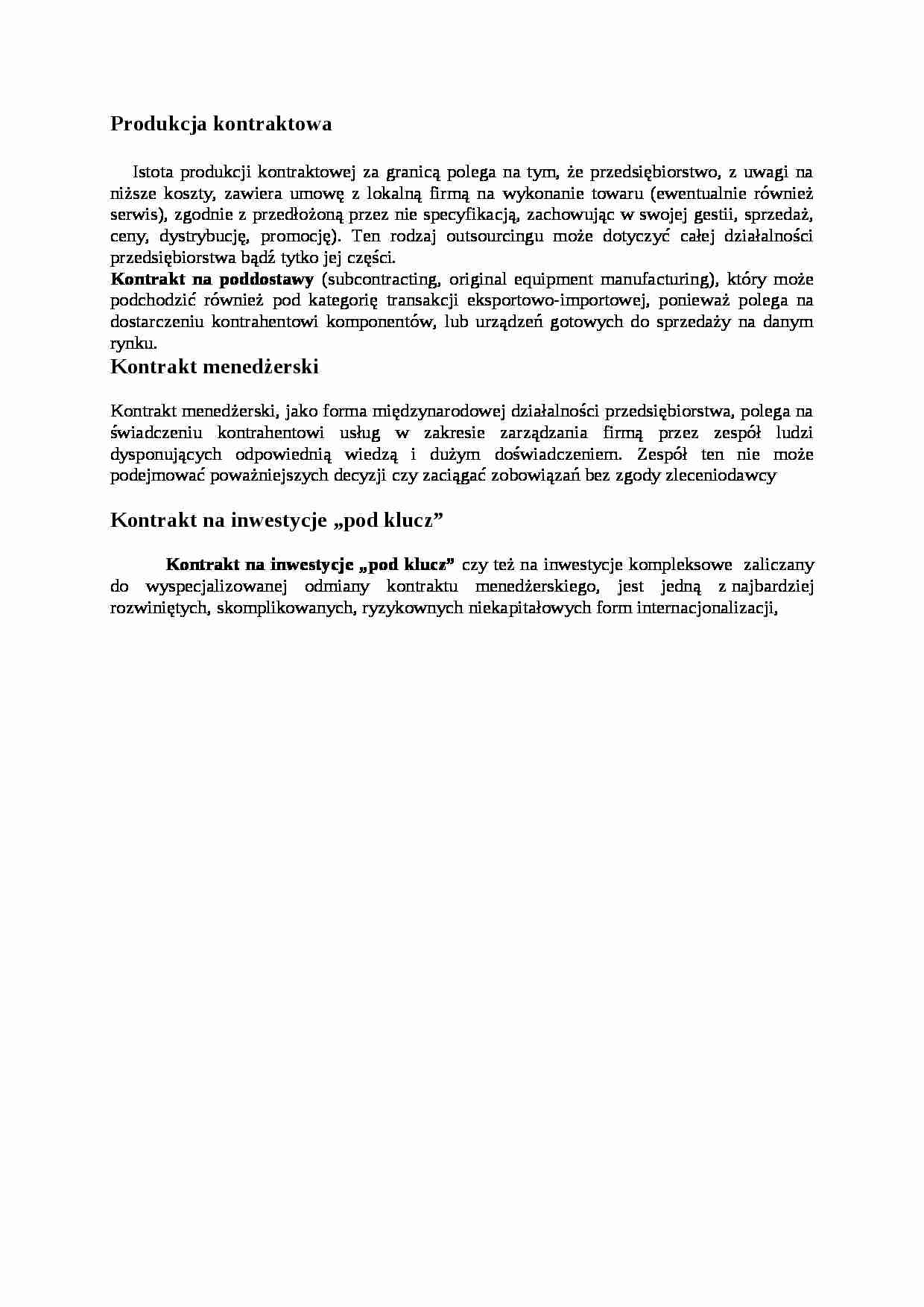 Produkcja kontraktowa - omówienie - strona 1