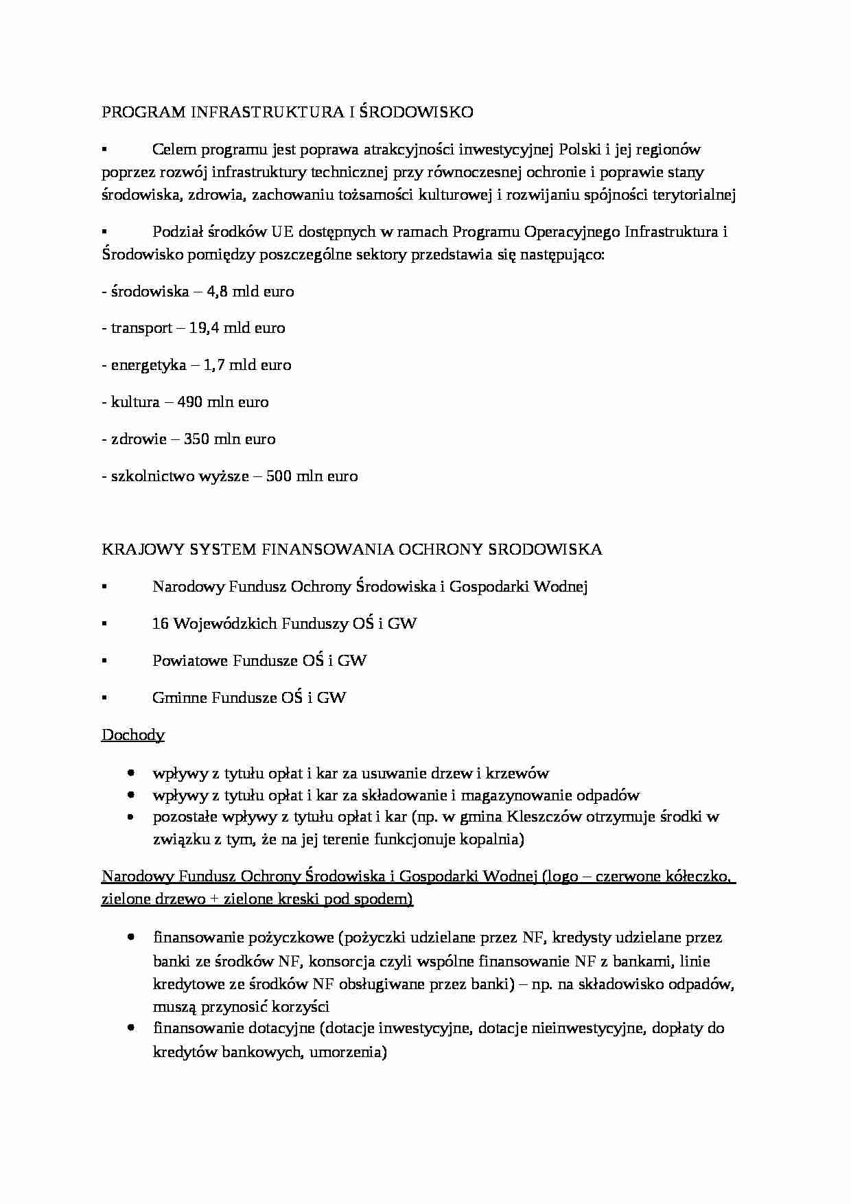Program infrastruktura i środowisko - omówienie - strona 1