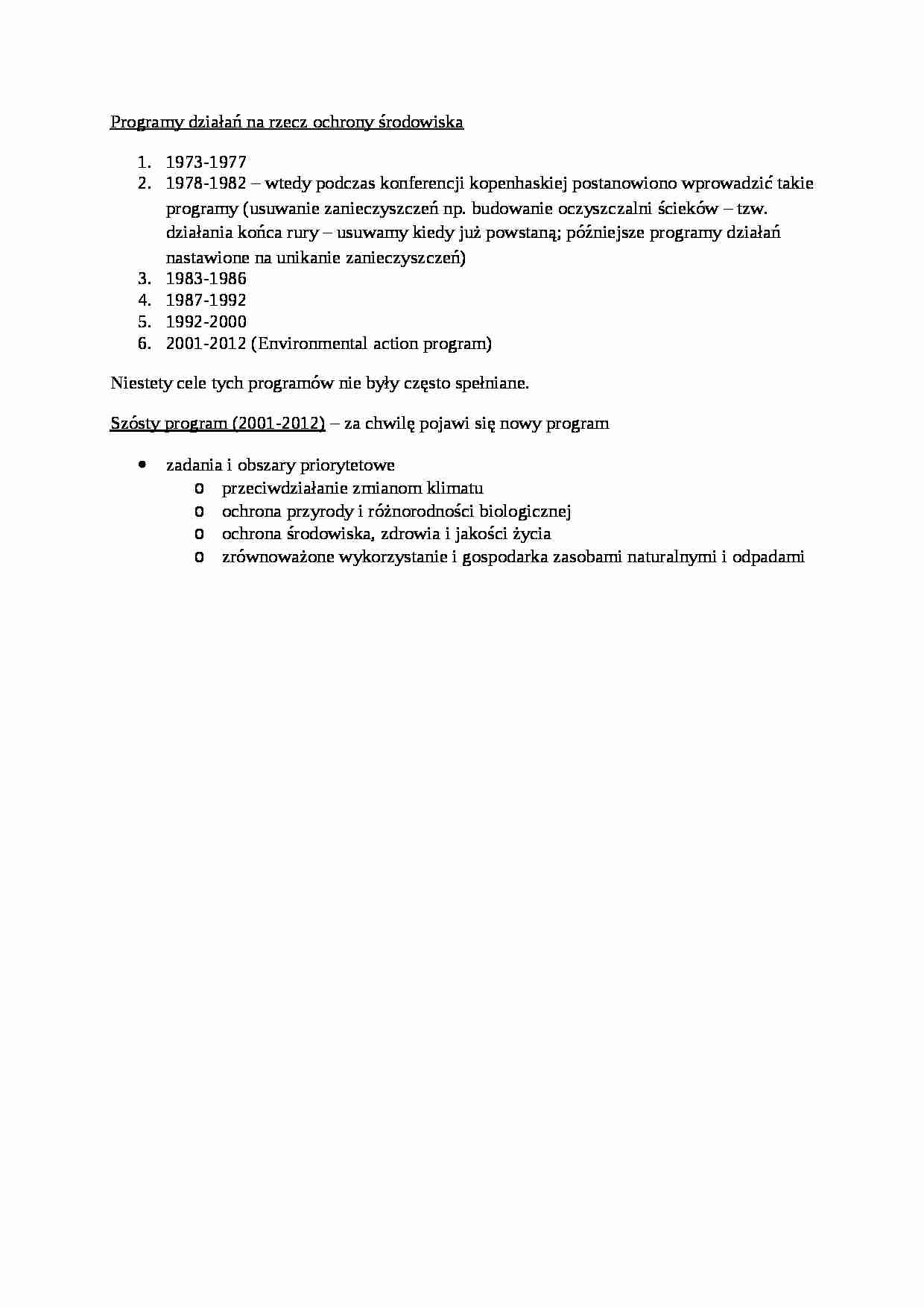 Programy działań na rzecz ochrony środowiska - omówienie - strona 1