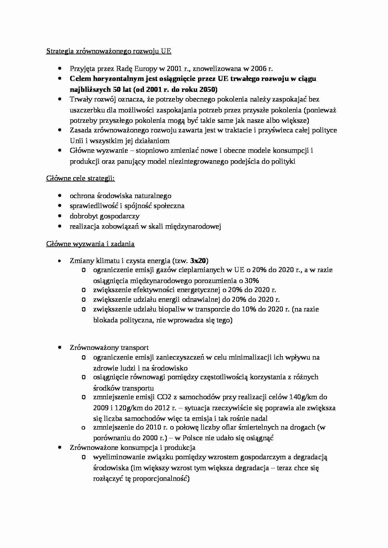 Strategia zrównoważonego rozwoju UE - omówienie - strona 1