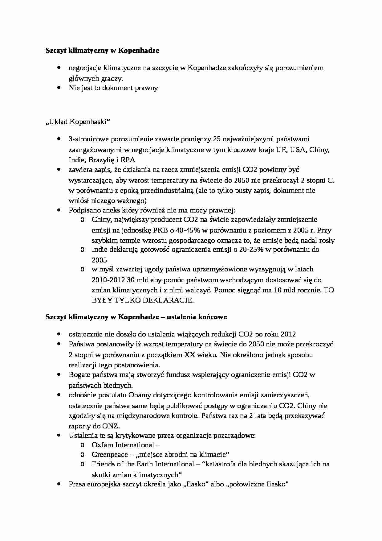 Szczyt klimatyczny w Kopenhadze - omówienie - strona 1