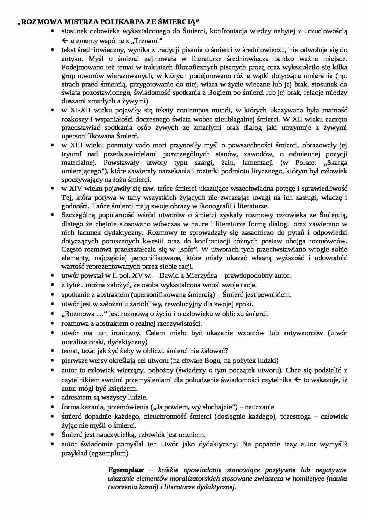 Rozmowa Mistrza Polikarpa ze Śmiercią, ćwiczenia - strona 1