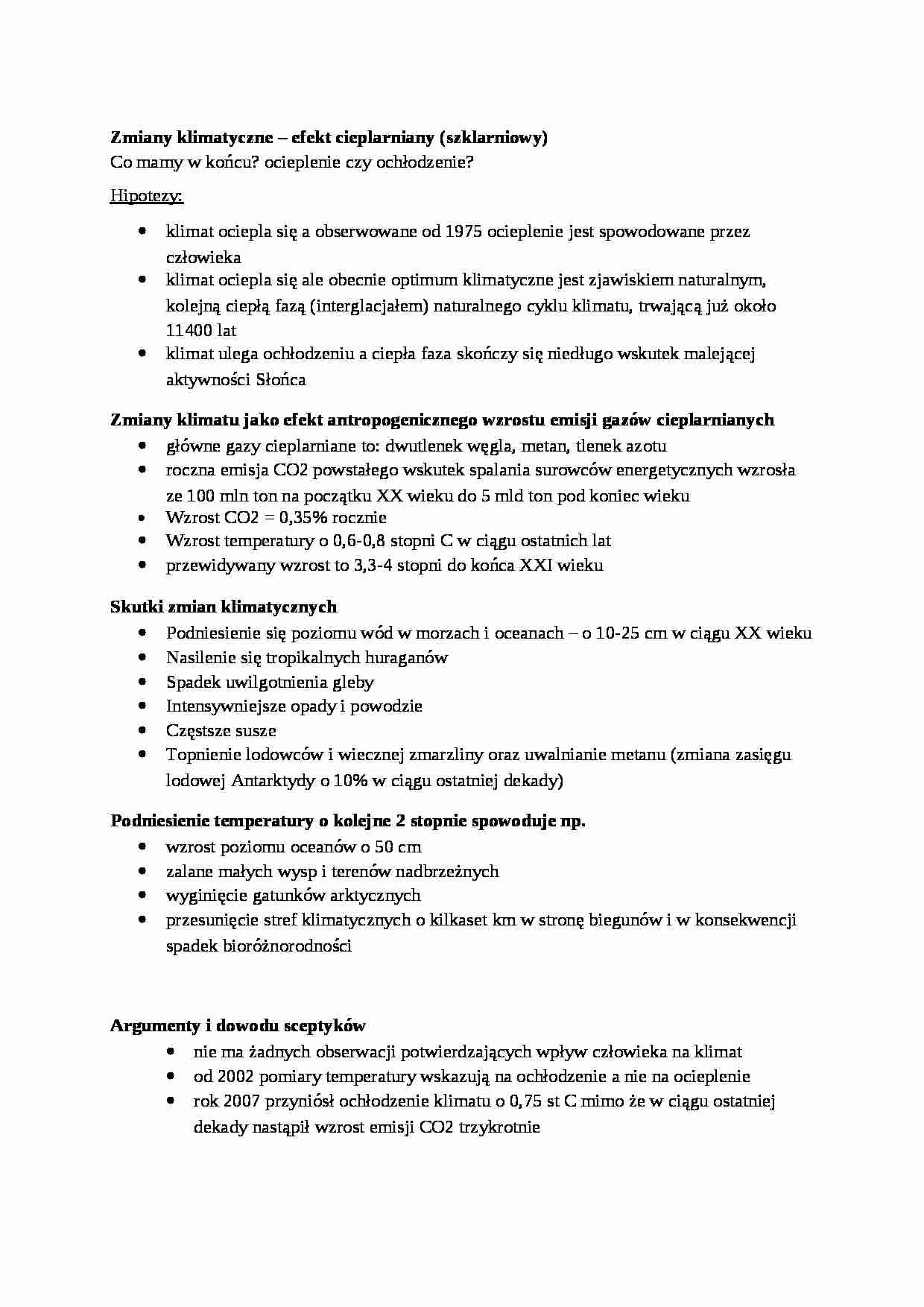 Zmiany klimatyczne - efekt cieplarniany - strona 1