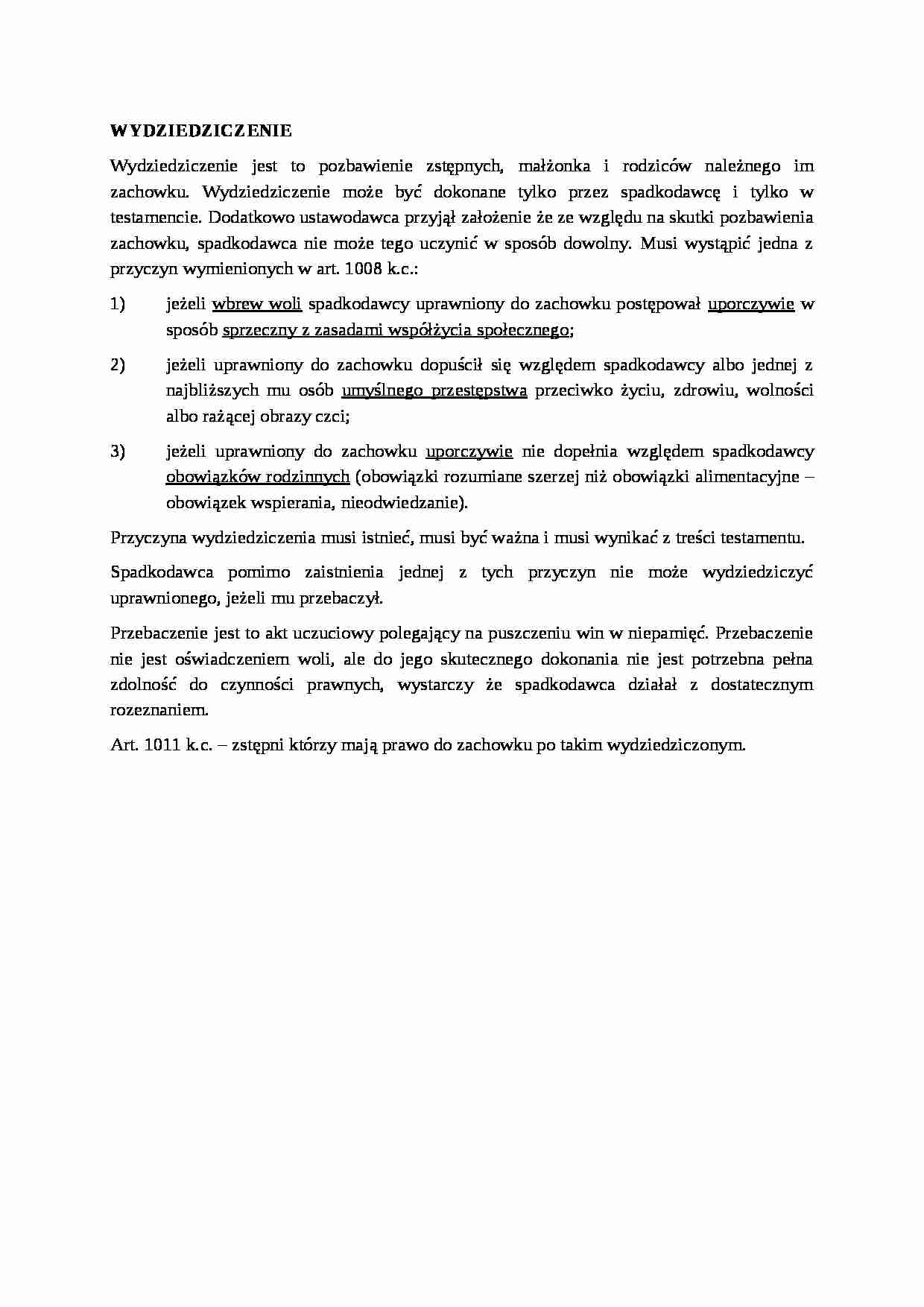 Wydziedziczenie - omówienie - strona 1