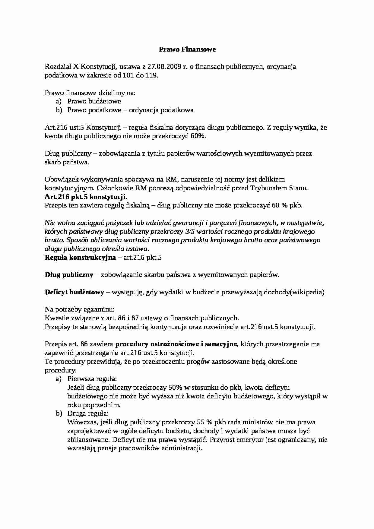 Prawo finansowe - podstawowe informacje - strona 1