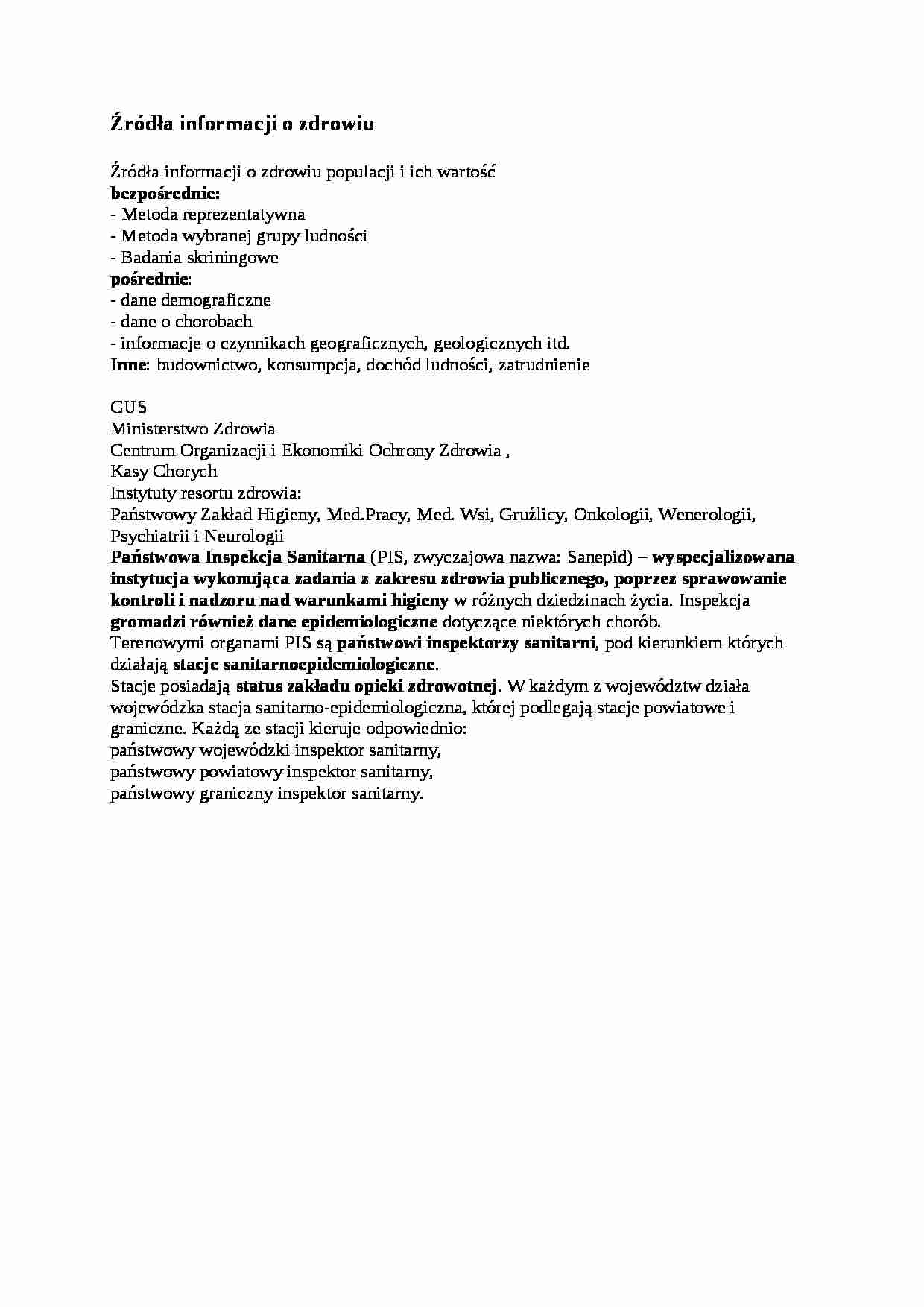 Źródła informacji o zdrowiu - omówienie - strona 1