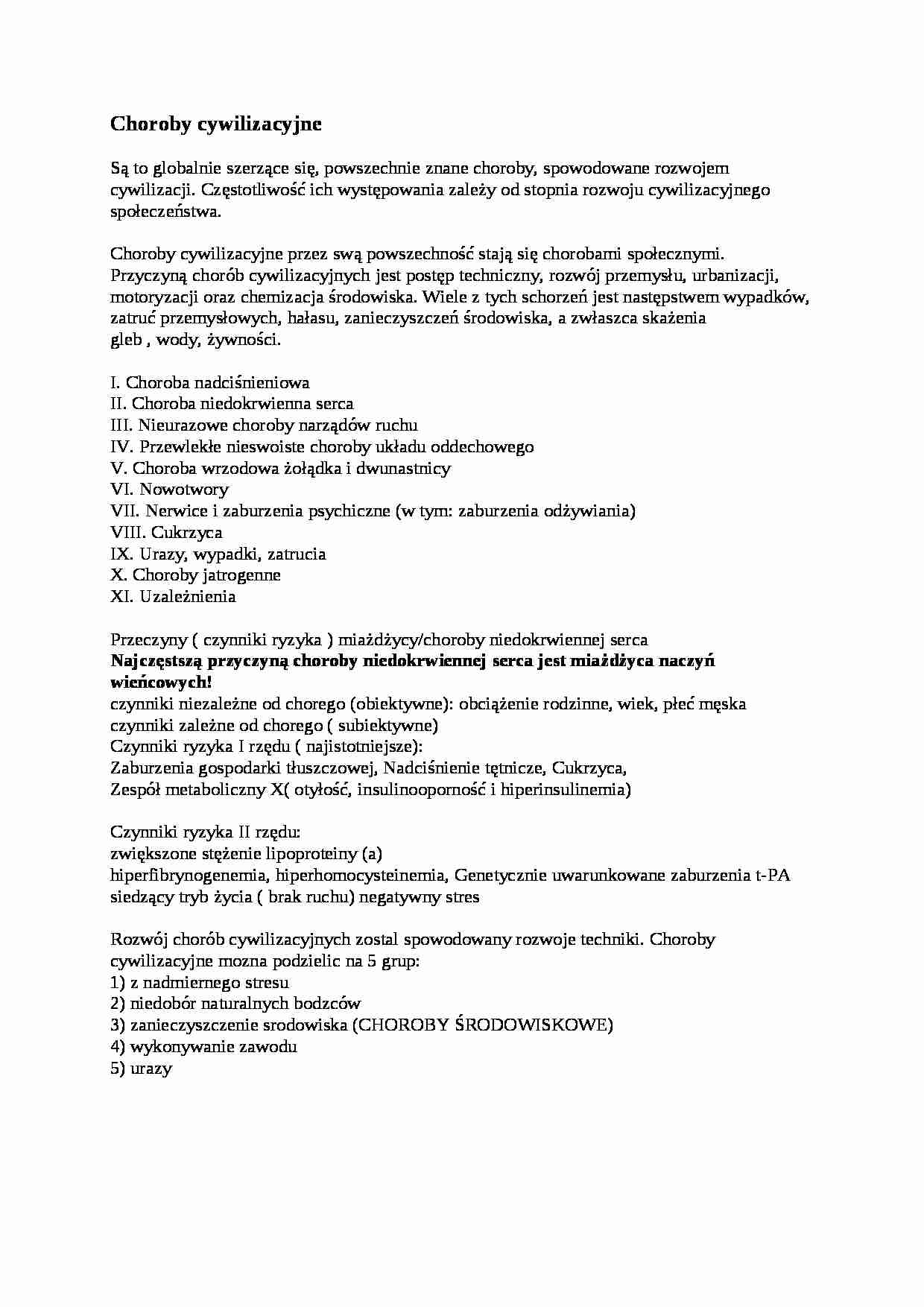 Choroby cywilizacyjne - omówienie - strona 1