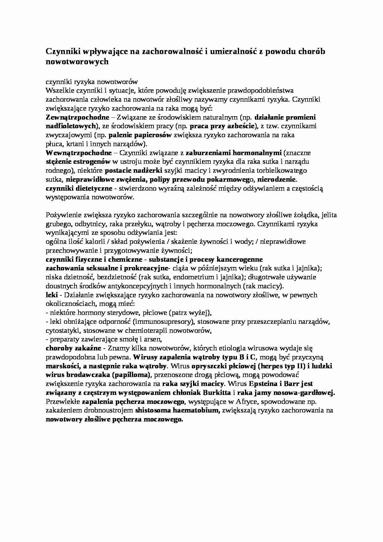 Czynniki wpływające na zachorowalność - omówienie - strona 1