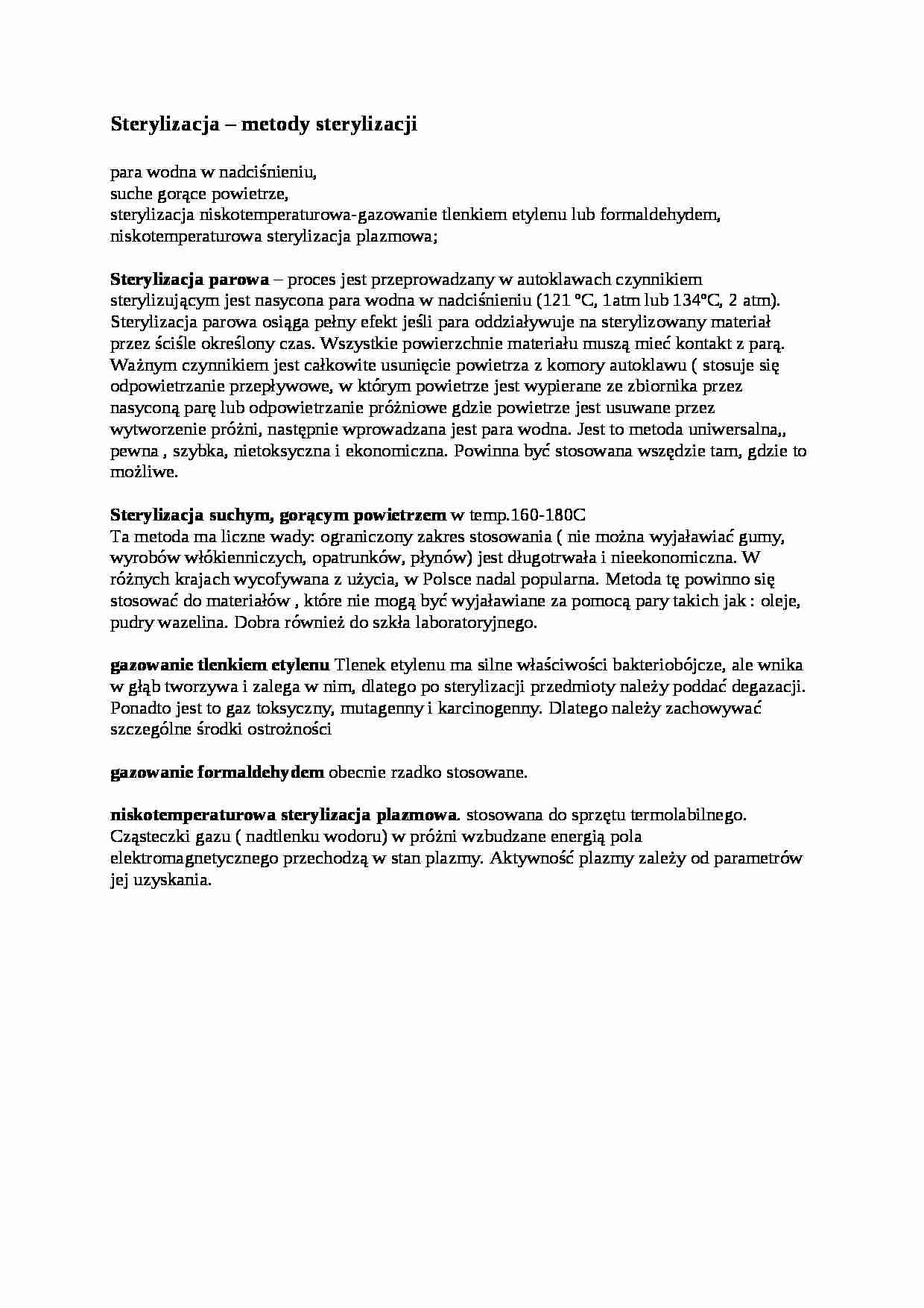 Metody sterylizacji - omówienie - strona 1