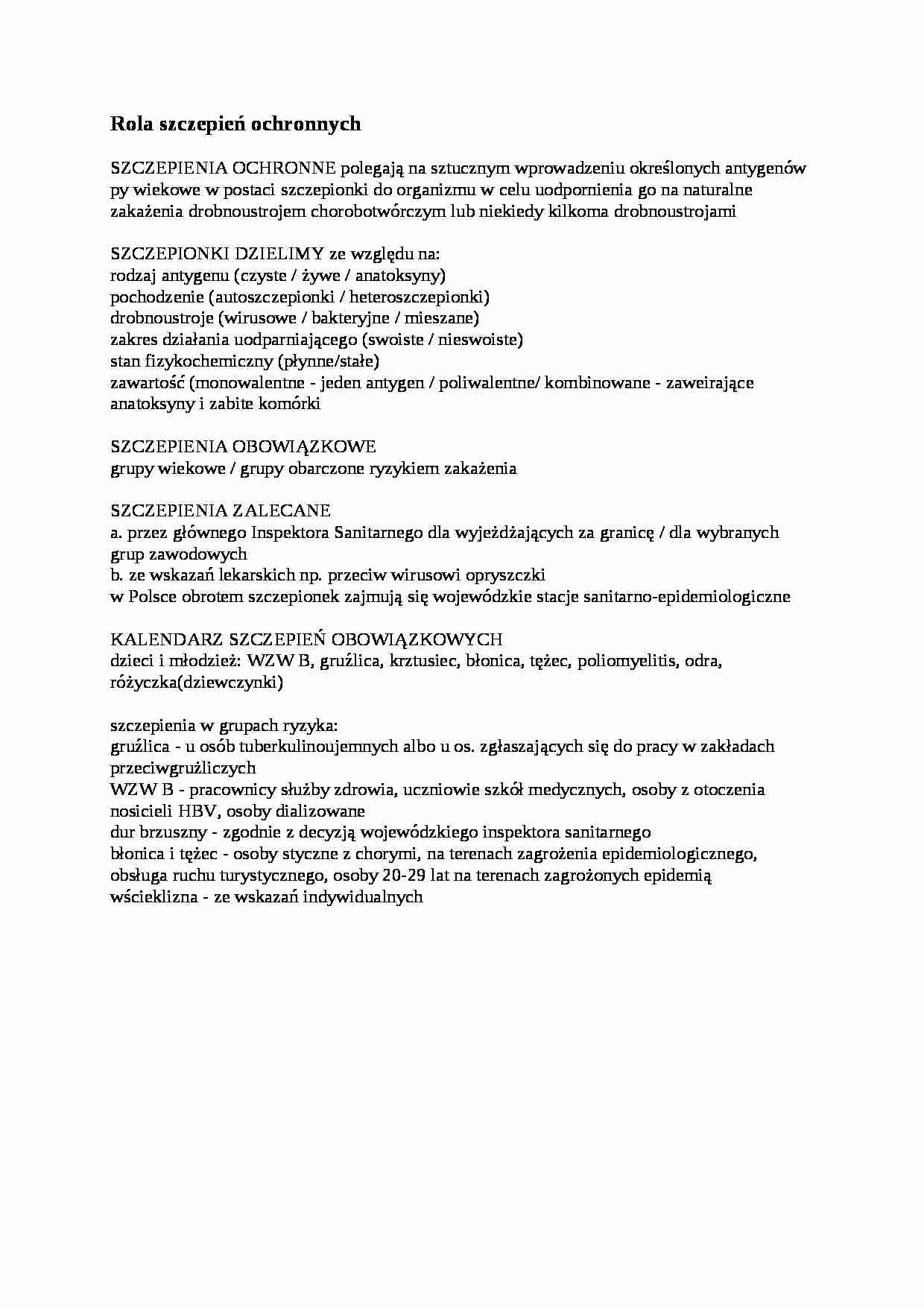Rola szczepień ochronnych - omówienie - strona 1