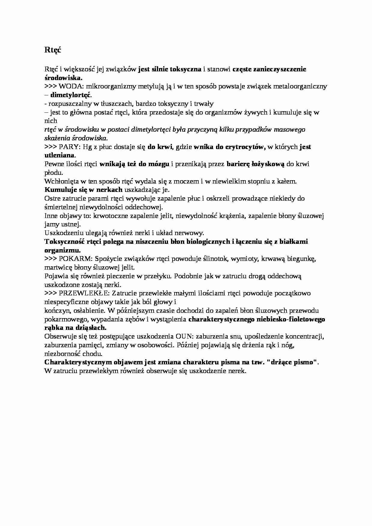 Higiena i epidemiologia, Rtęć - omówienie - strona 1