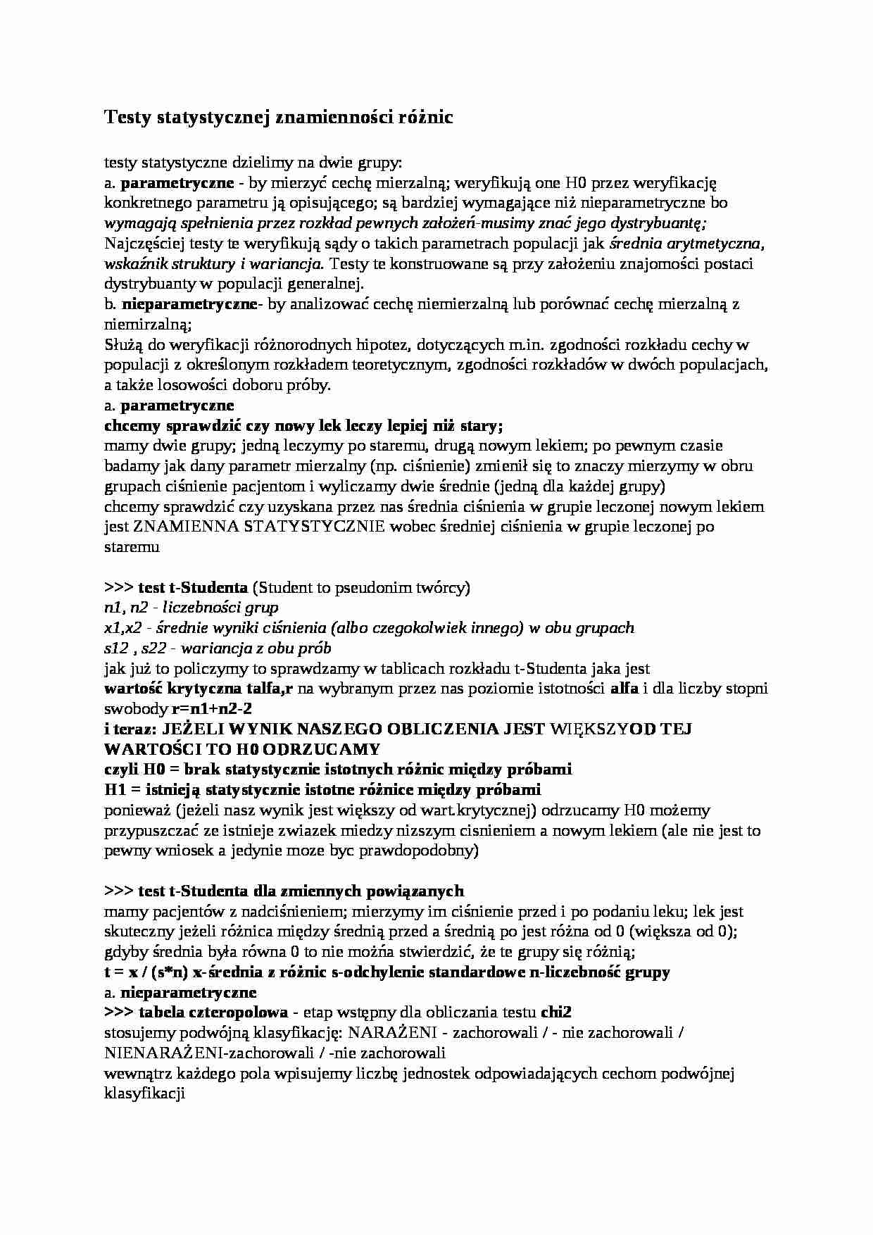 Testy statystycznej znamienności różnic - strona 1
