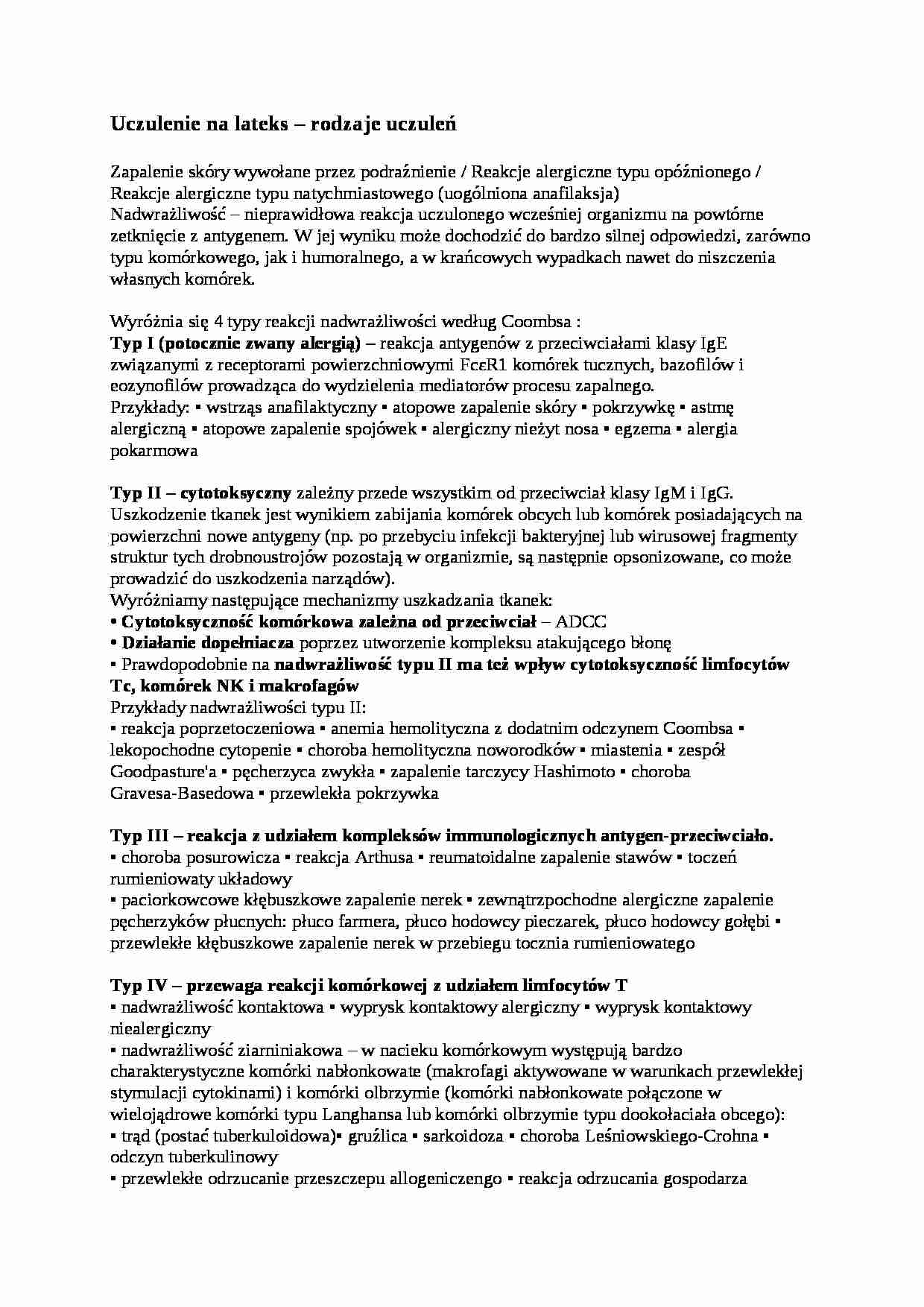 Uczulenie na lateks - rodzaje uczuleń - omówienie - strona 1