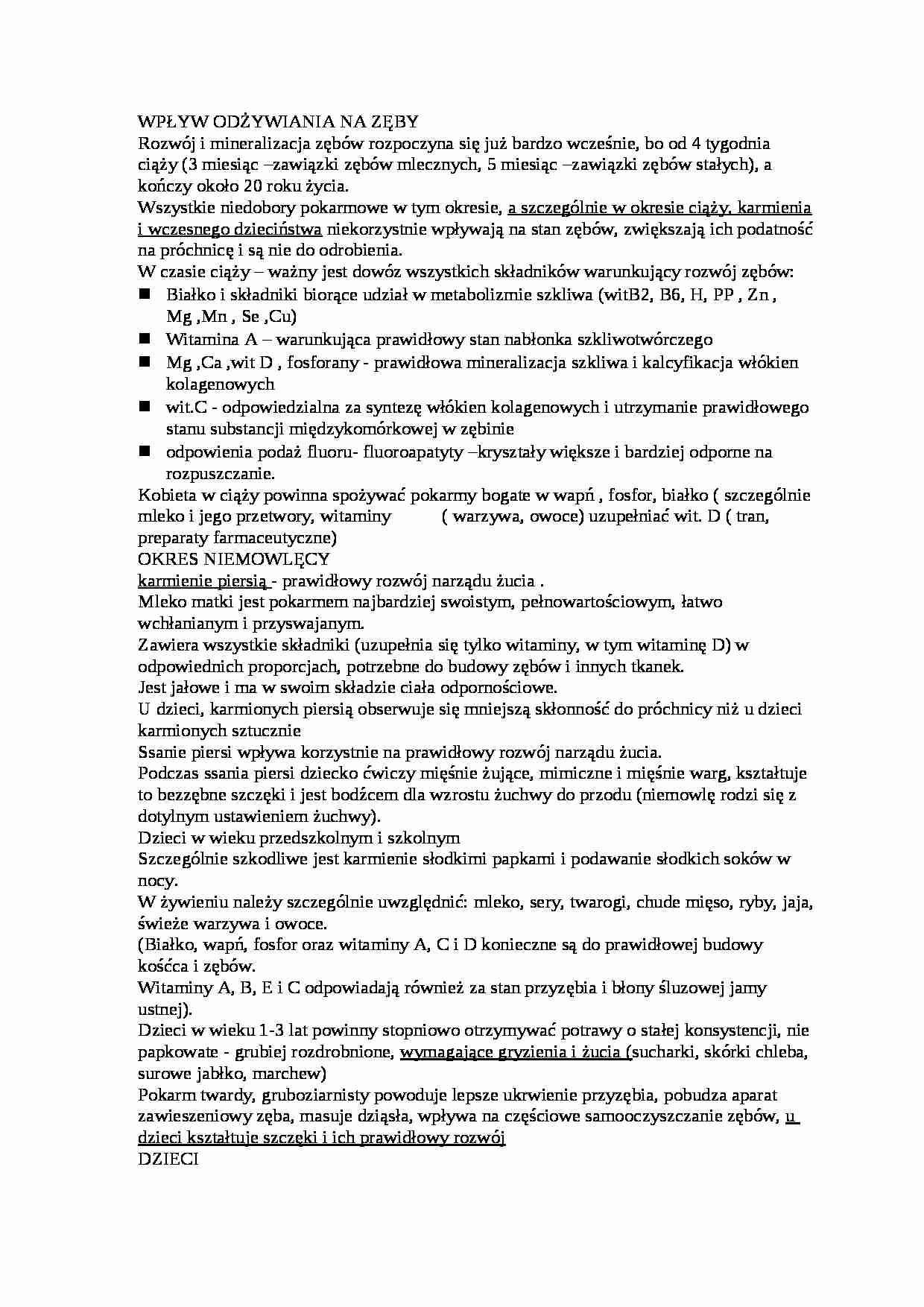 Wpływ odżywiania na zęby - omówienie - strona 1