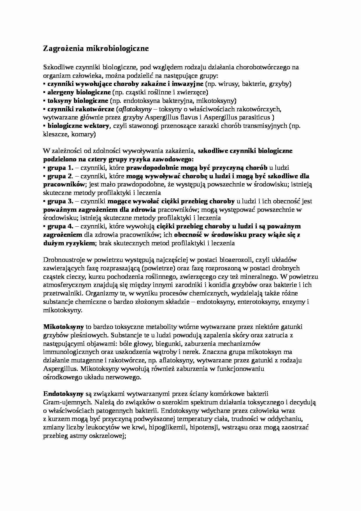  Zagrożenia mikrobiologiczne - omówienie - strona 1