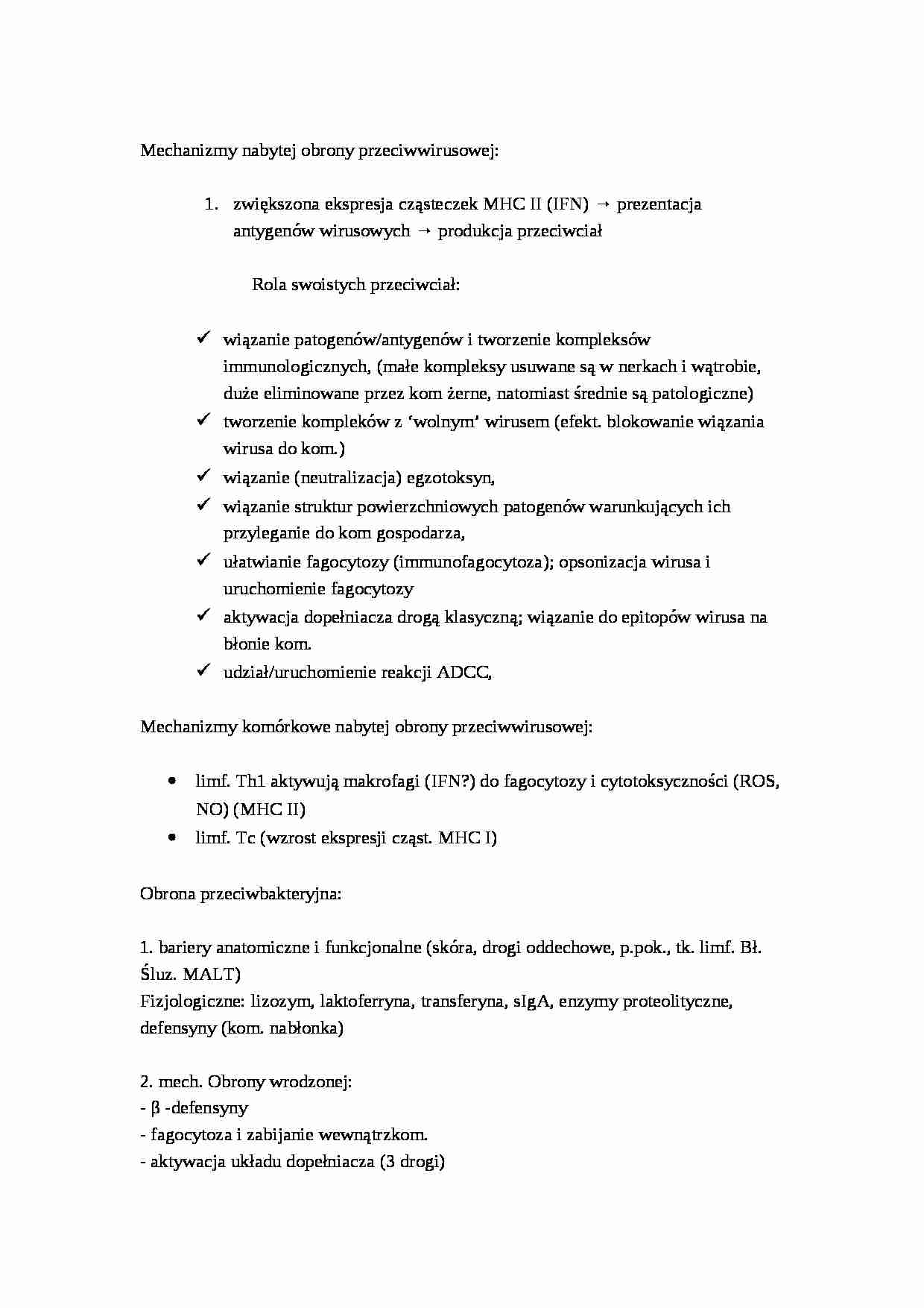  Obrona nabyta i przeciwbakteryjna - omówienie - strona 1