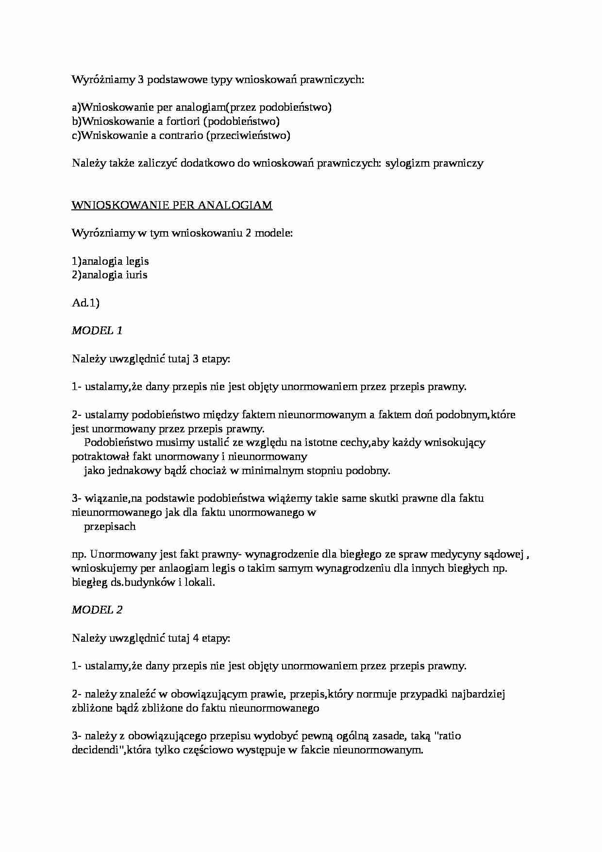  Wnioskowania prawnicze - omówienie - strona 1