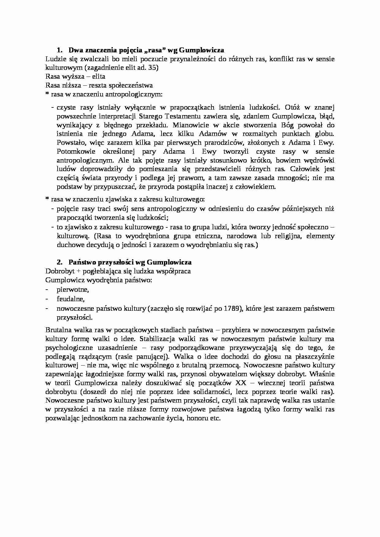 Dwa znaczenia pojęcia rasa wg Gumplowicza - omówienie - strona 1