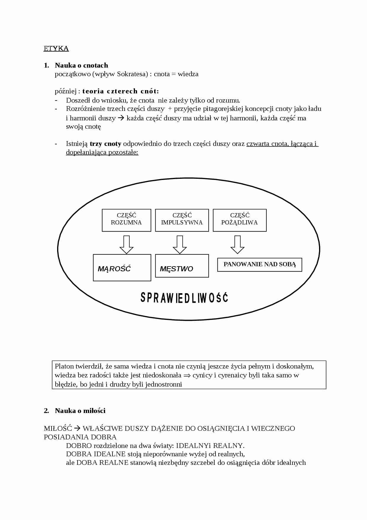 Etyka wg Platona - omówienie - strona 1